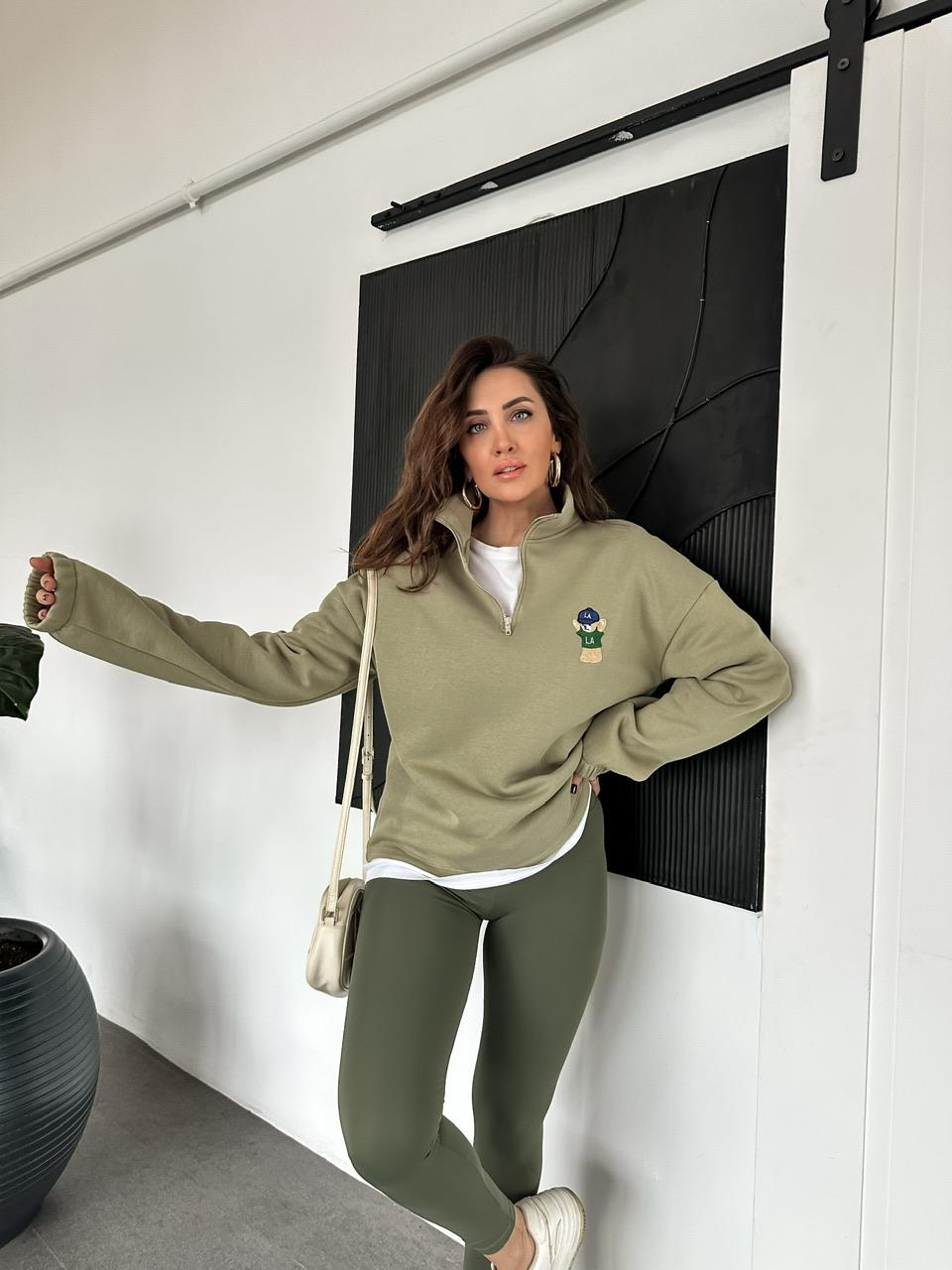 Yeşil LA Ayıcıklı Sweatshirt