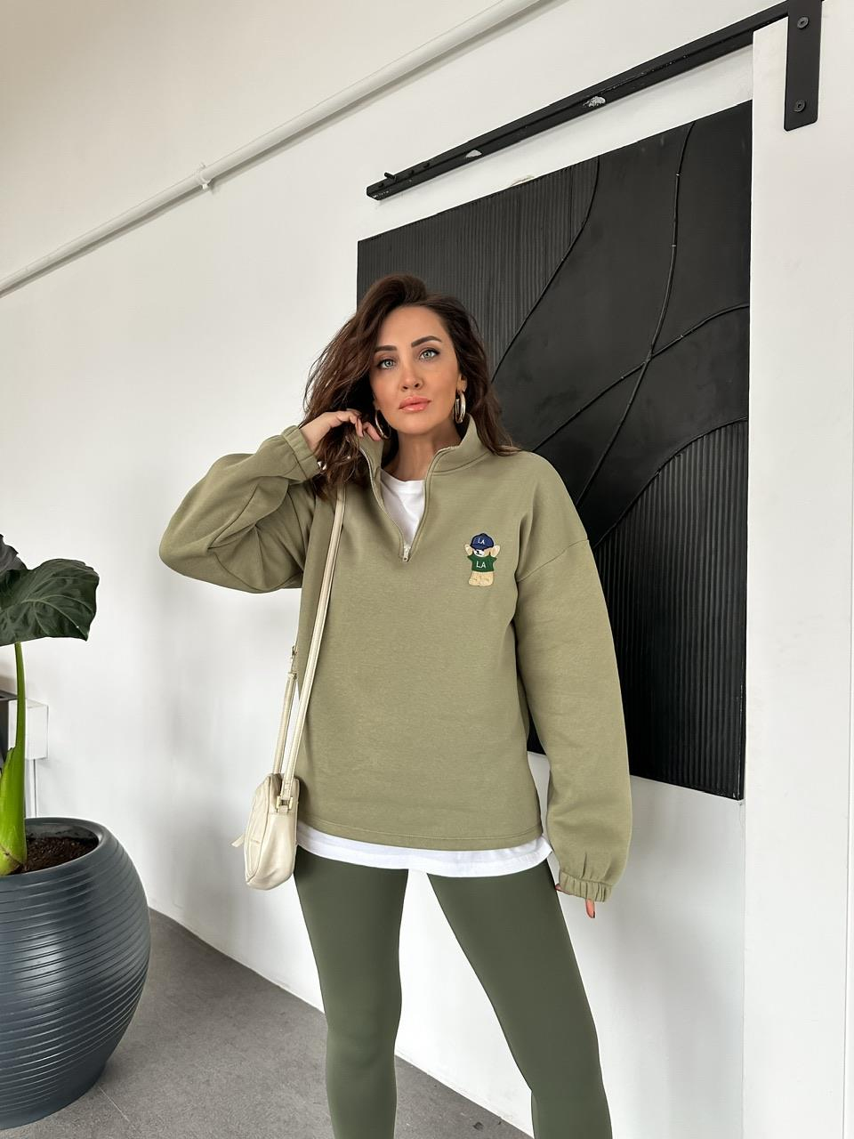 Yeşil LA Ayıcıklı Sweatshirt