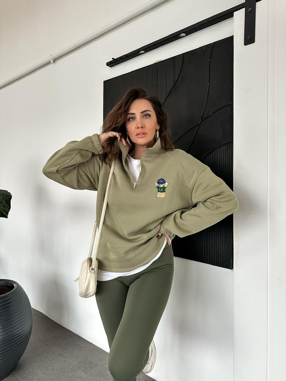 Yeşil LA Ayıcıklı Sweatshirt