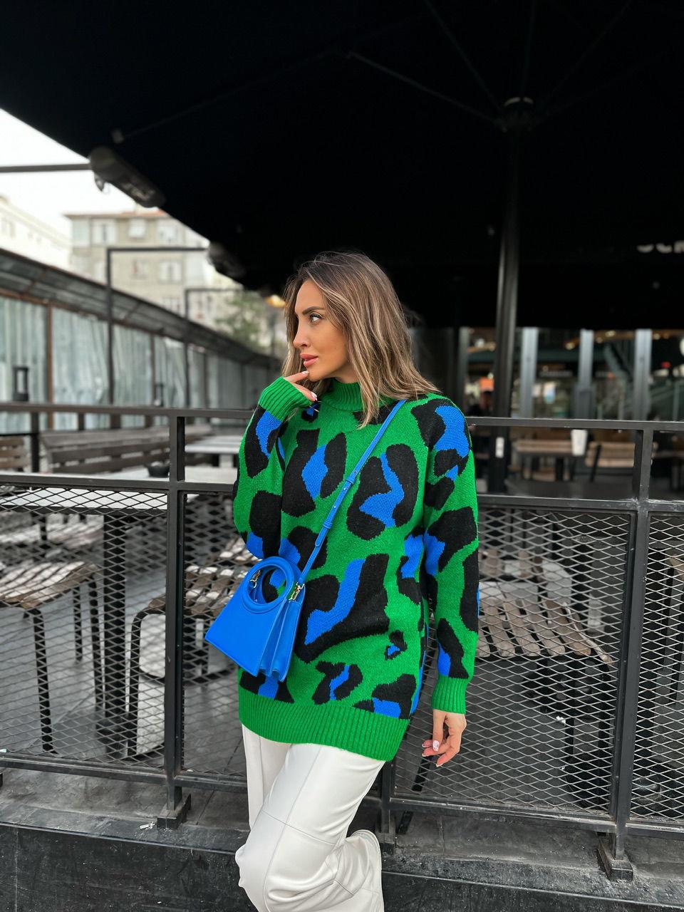 Yeşil Mavi Leopar Kazak