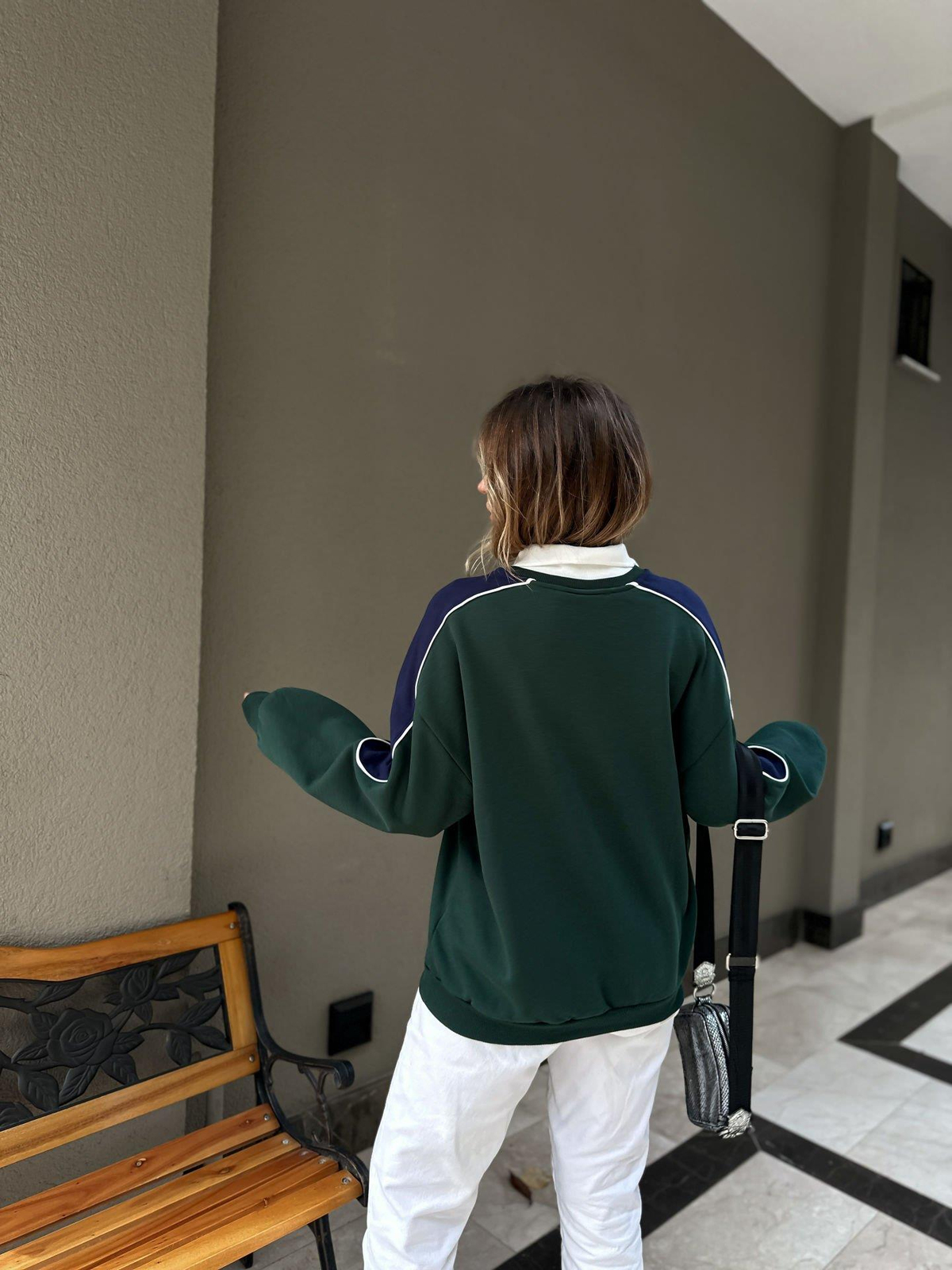 Yeşil Monaco Yakalı Sweatshirt