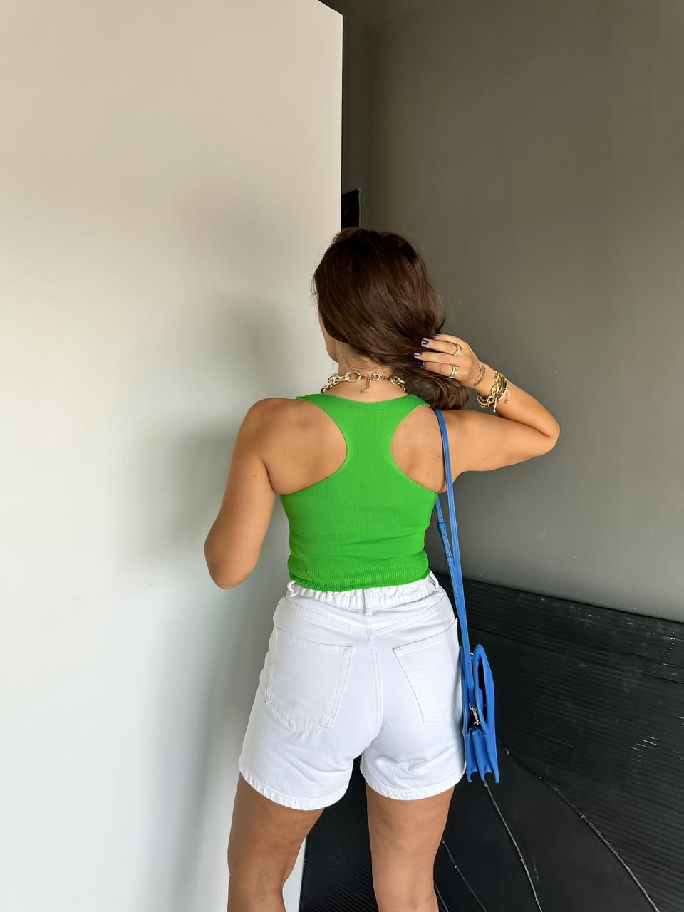 Yeşil Triko Halter Crop