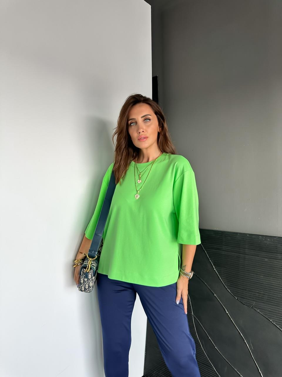Yeşil Yırtmaçlı Cotton Oversize Tshirt