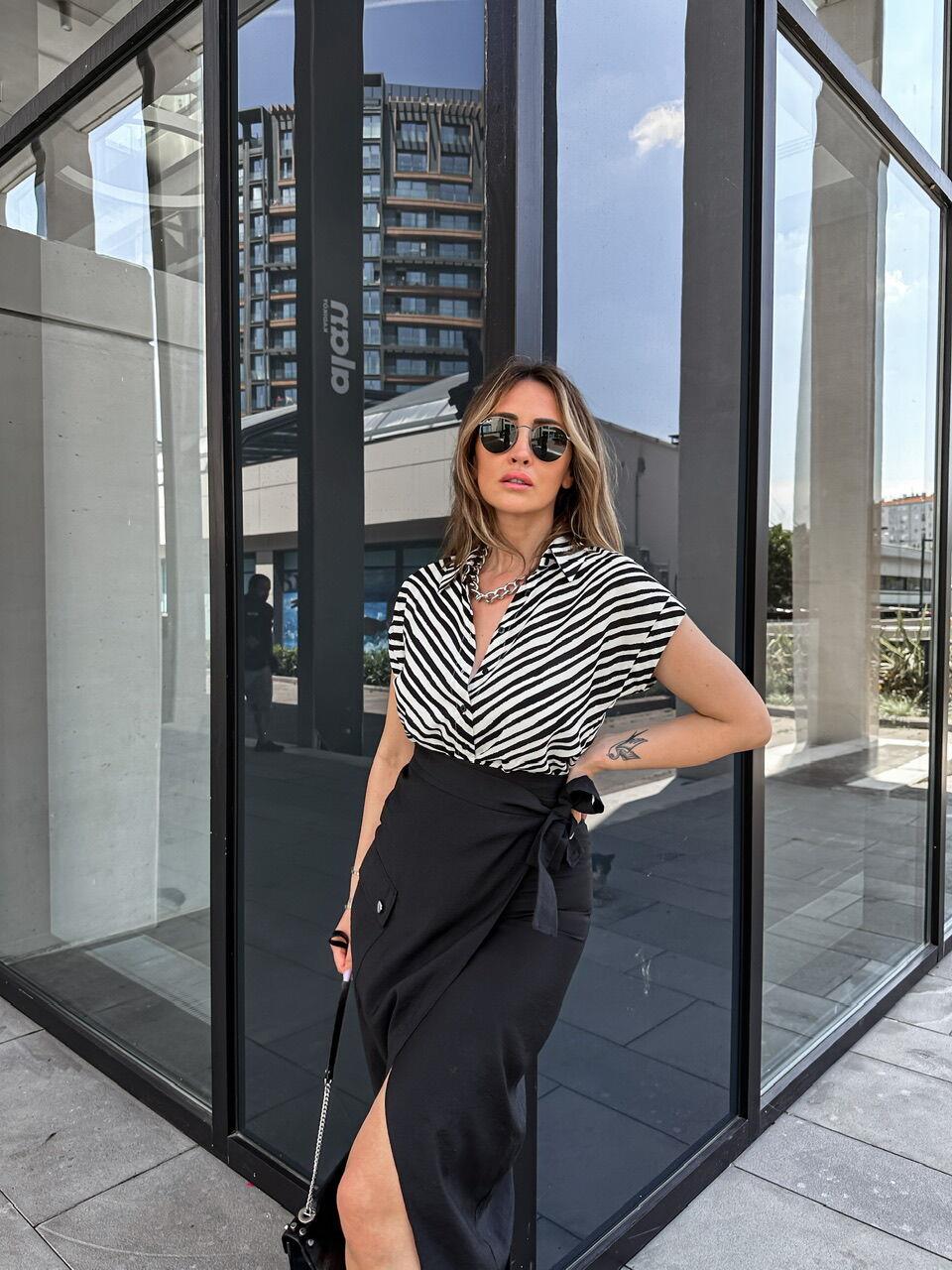 Zebra Düşük Omuzlu Gömlek