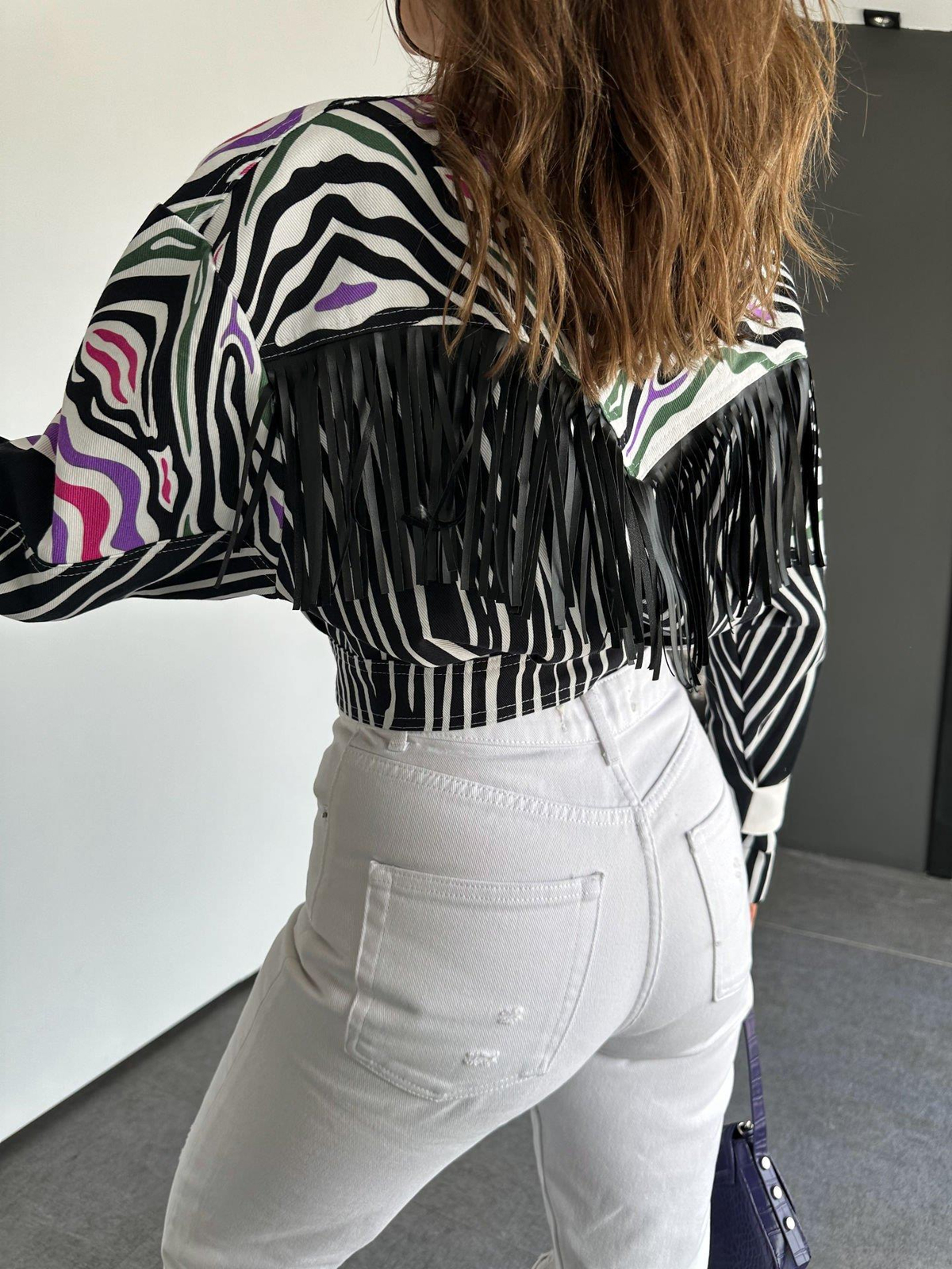 Zebra Sırtı Püsküllü Tasarım Ceket