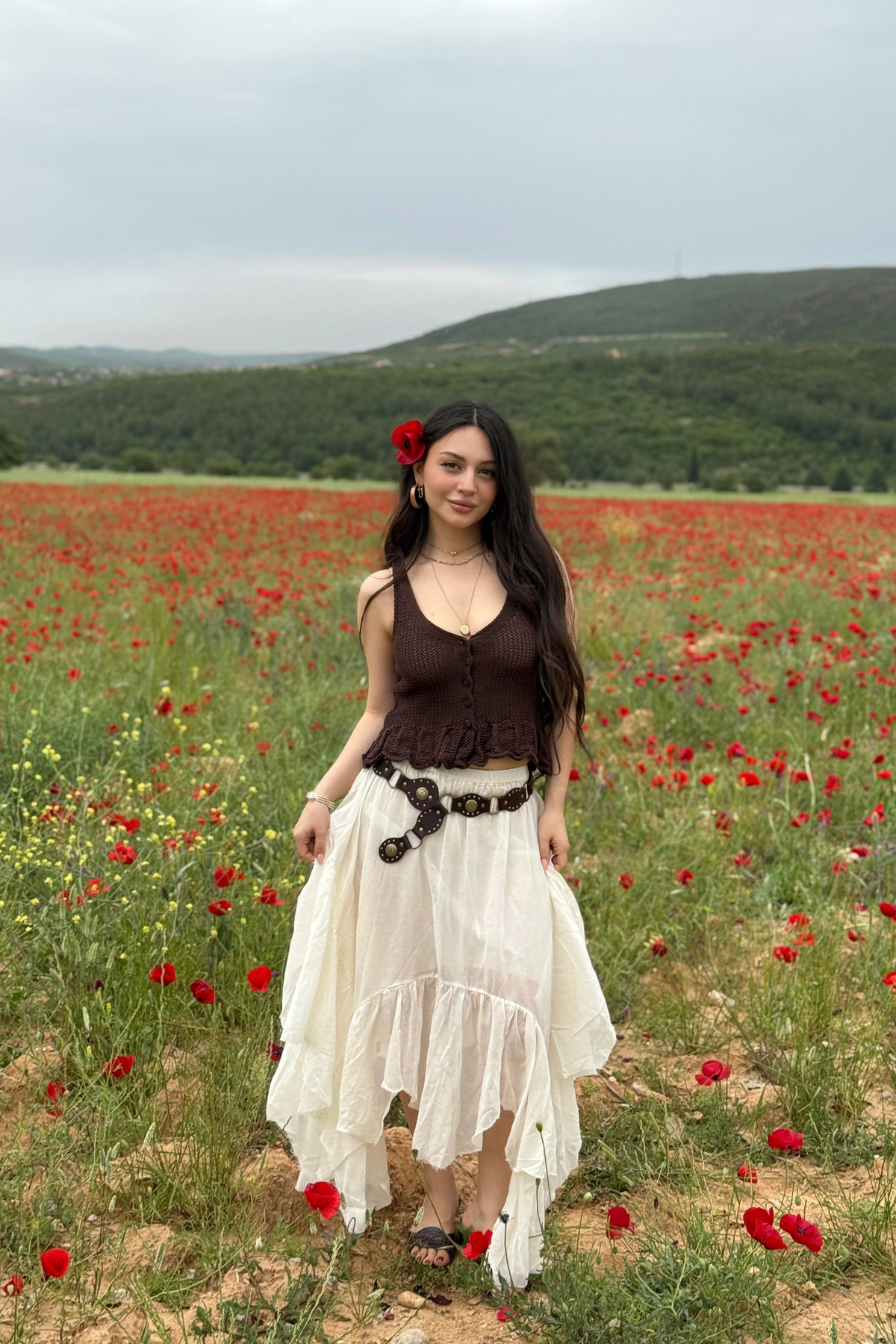 Aisha Katlı Volümlü Pamuk Dokuma Etek 