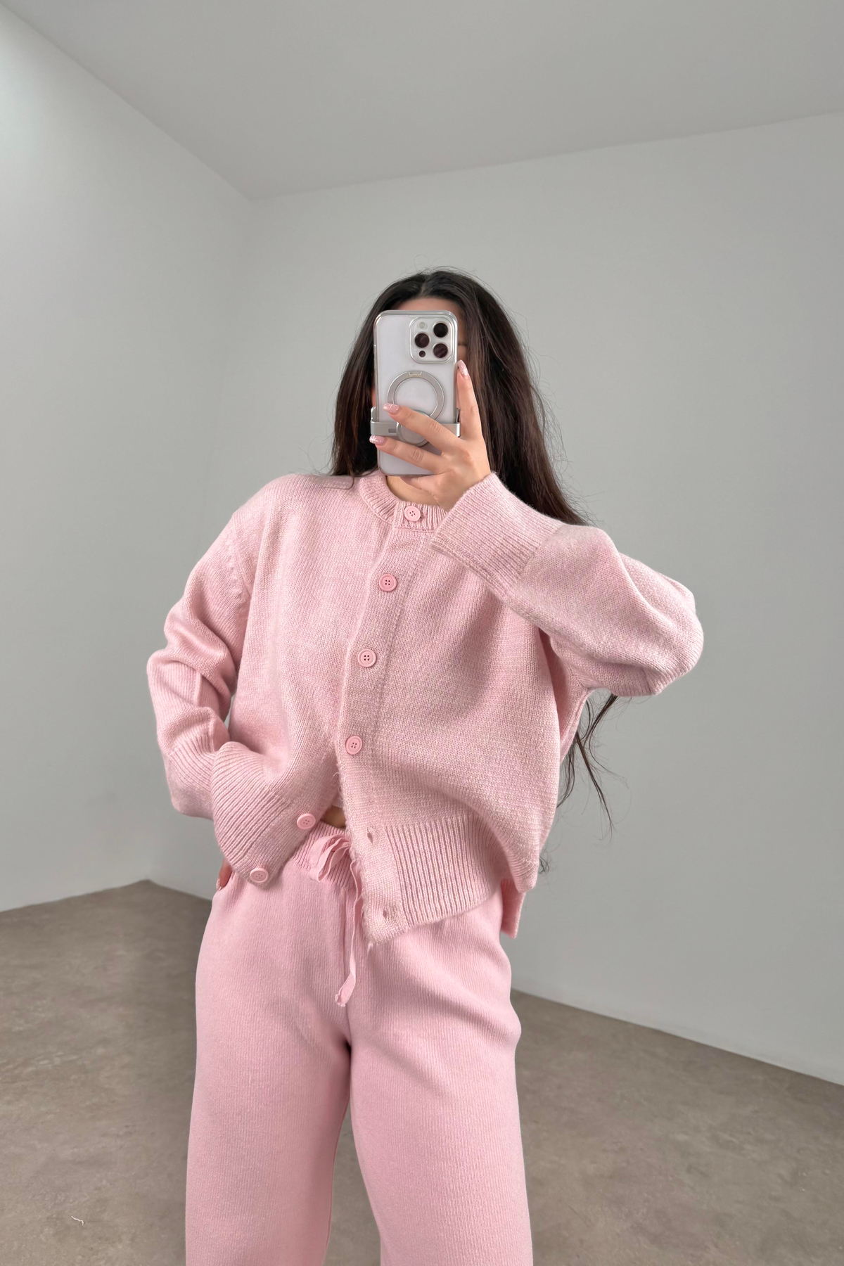 Ass Orijinal Düğmeli Premium Kalite Pembe Hırka