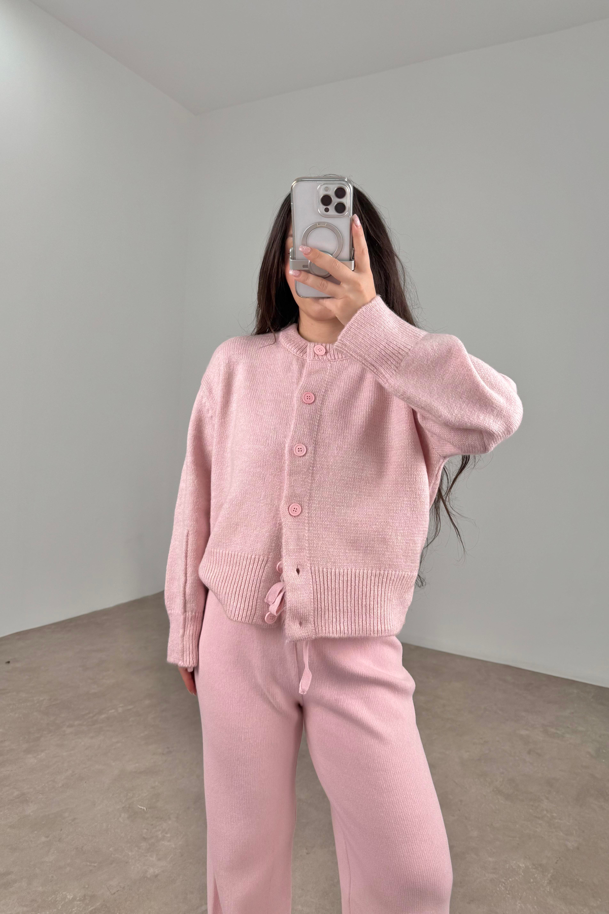 Ass Orijinal Düğmeli Premium Kalite Pembe Hırka