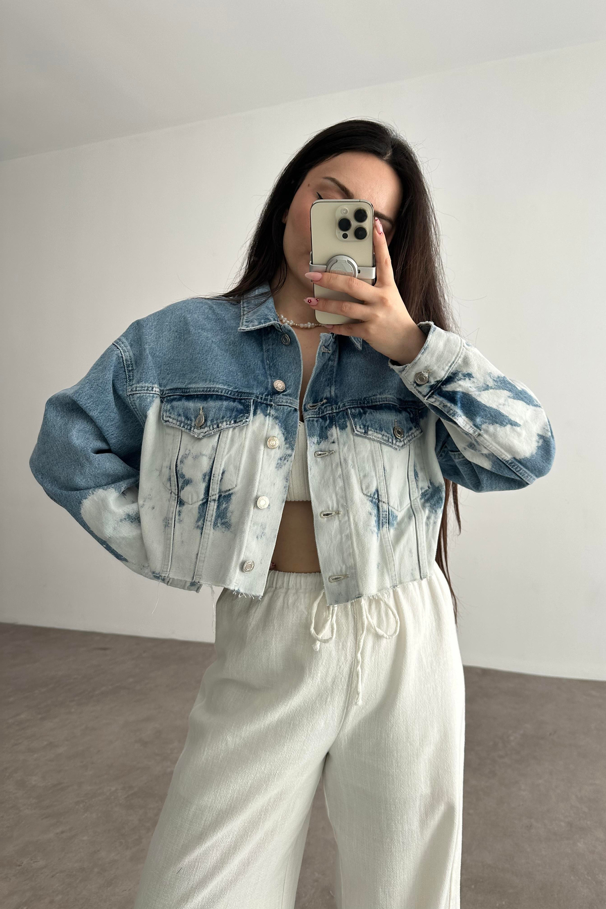 Brshka Orijinal Bunny Baskılı Denim Ceket