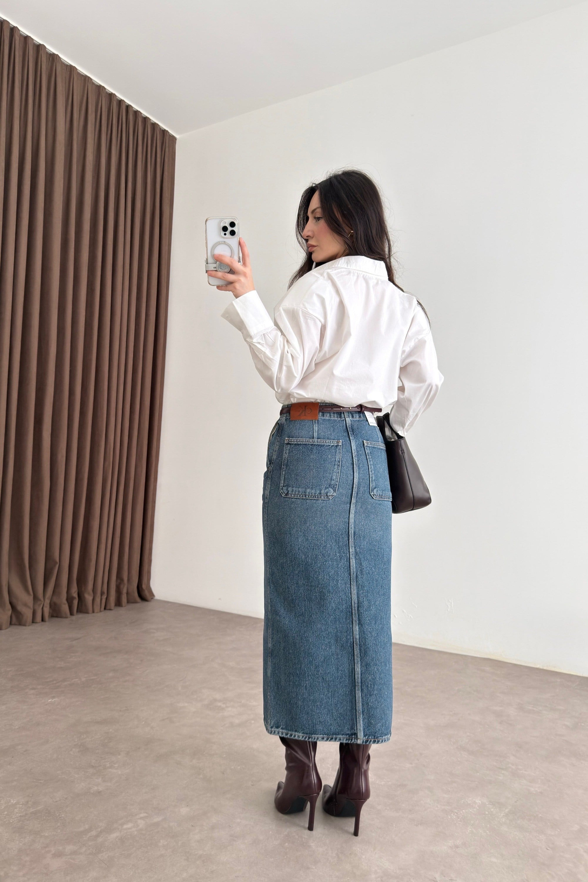 Ck Orj. Denim Midi Etek  