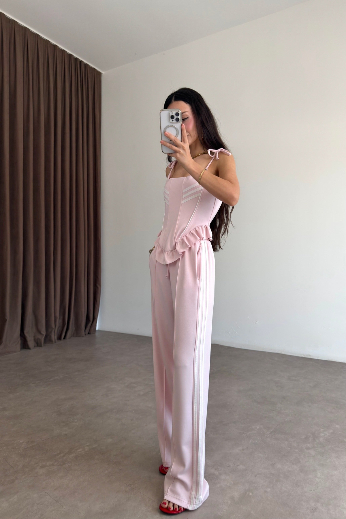 Korse Pantolon Pembe-Ekru Spor Takım