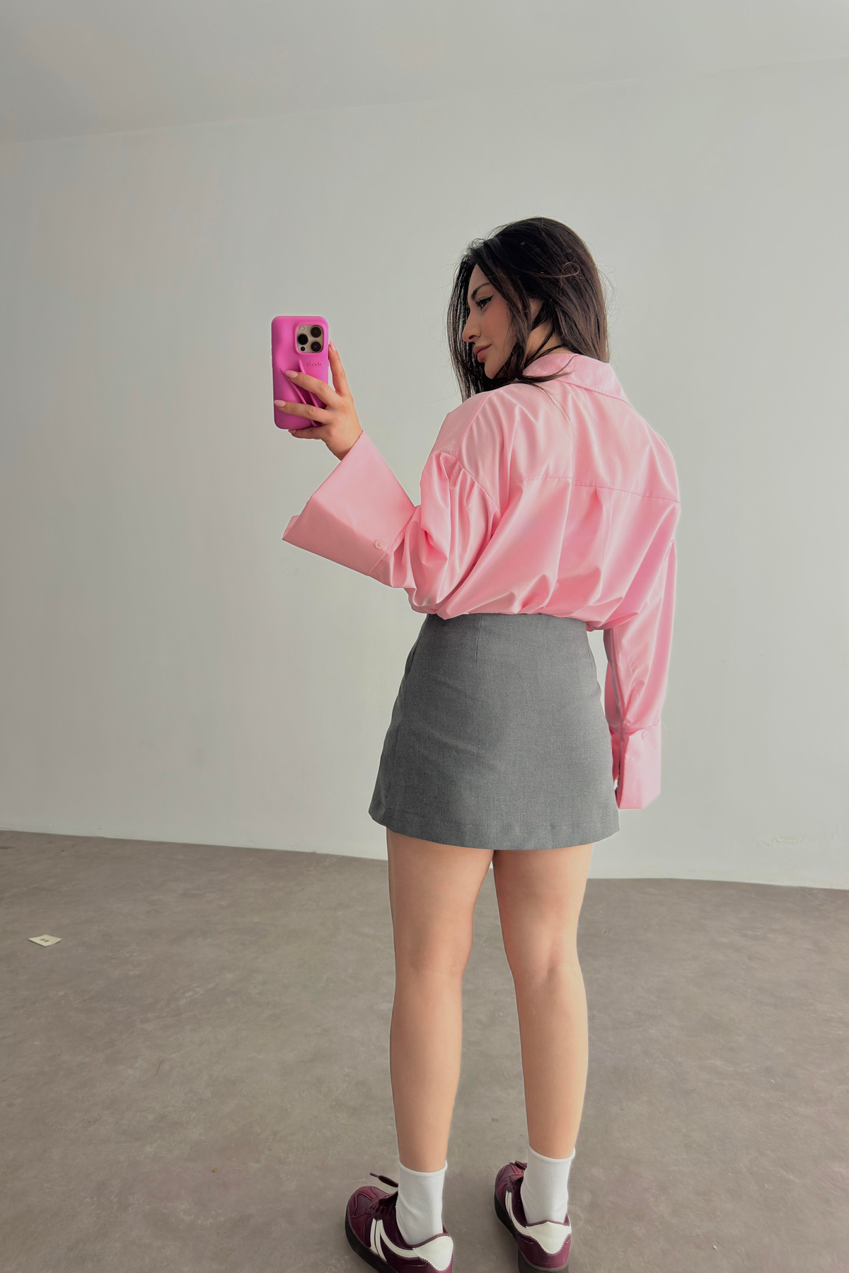 Manşetli Gömlek Pastel Pembe
