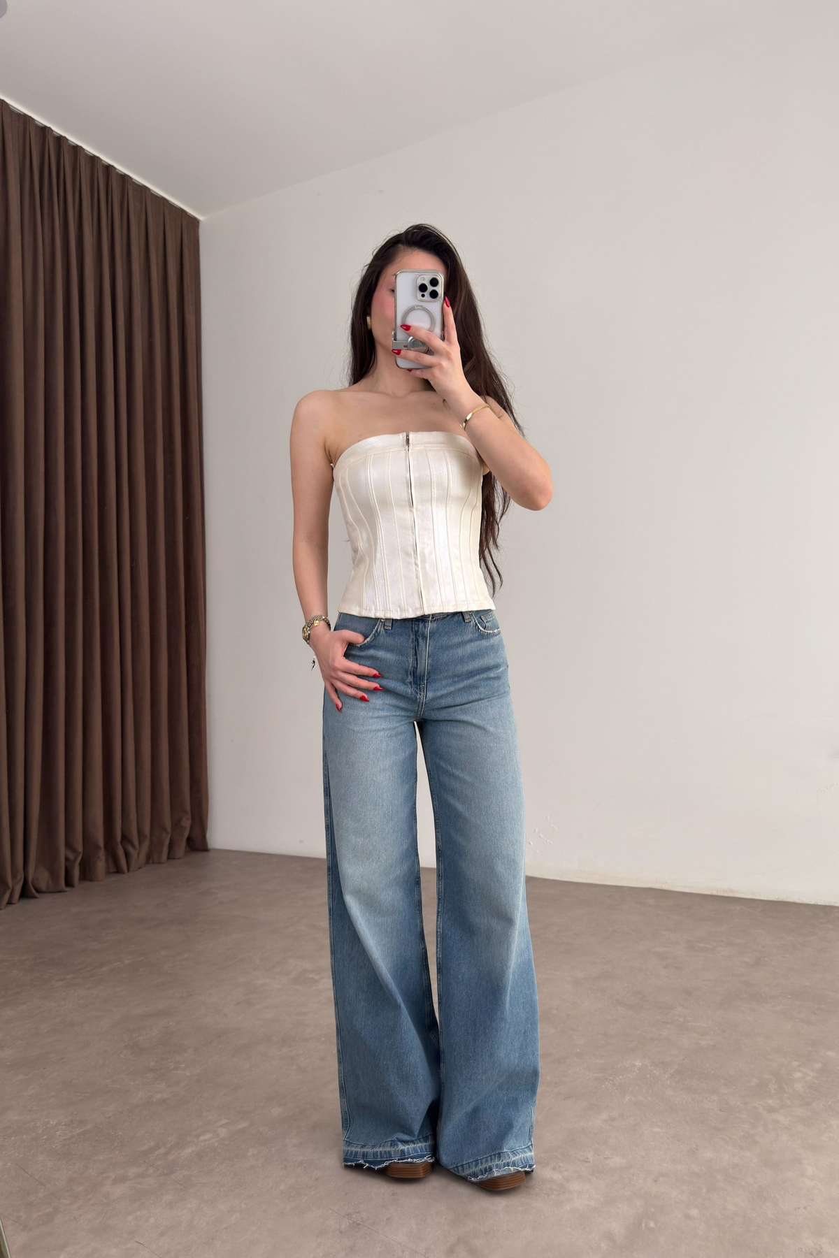 MNG Orijinal Eskitme Paça Yüksek Belli Wide Leg Jean