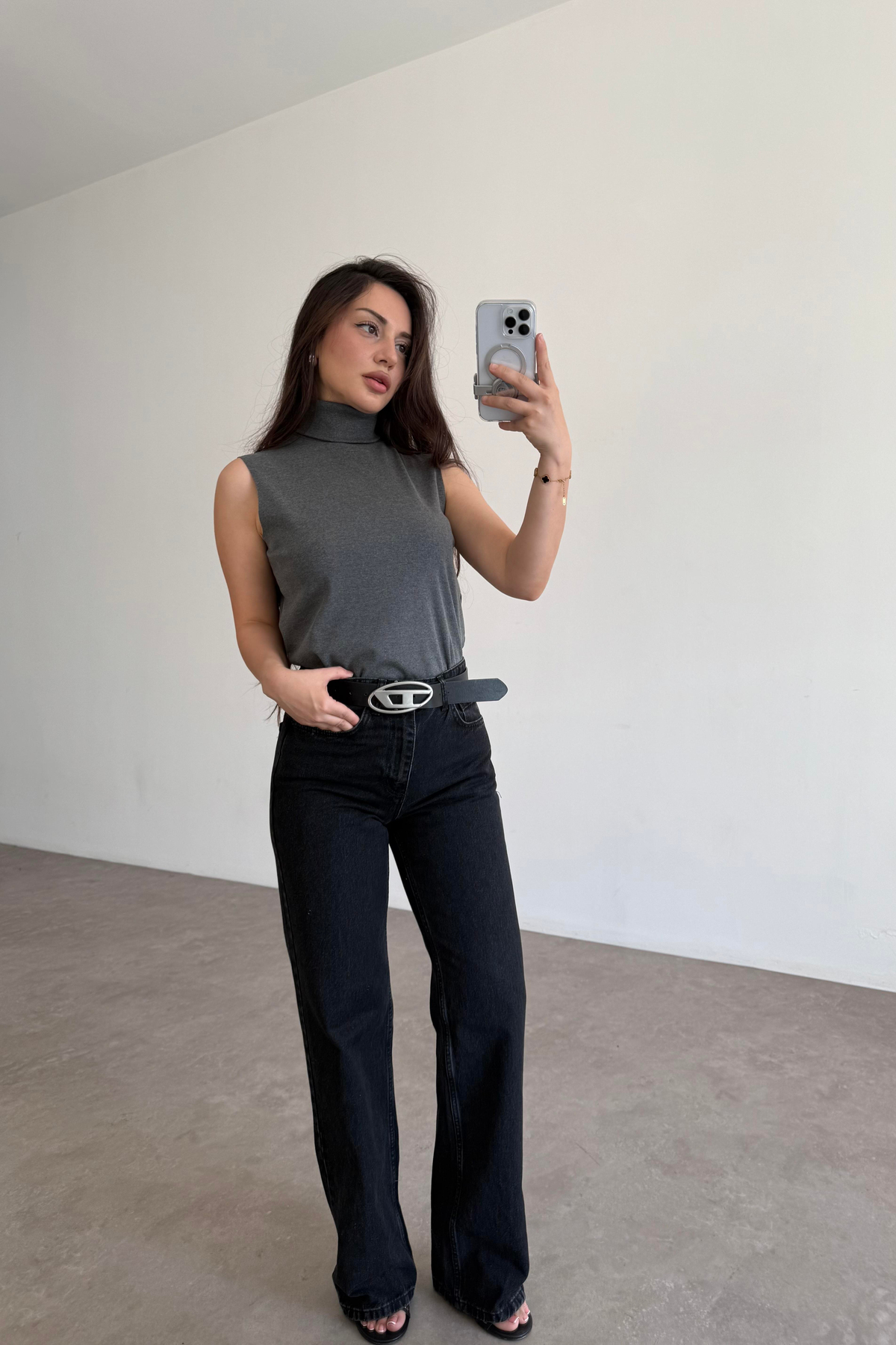 MNG Orj. Balıkçı Yaka Body Gri