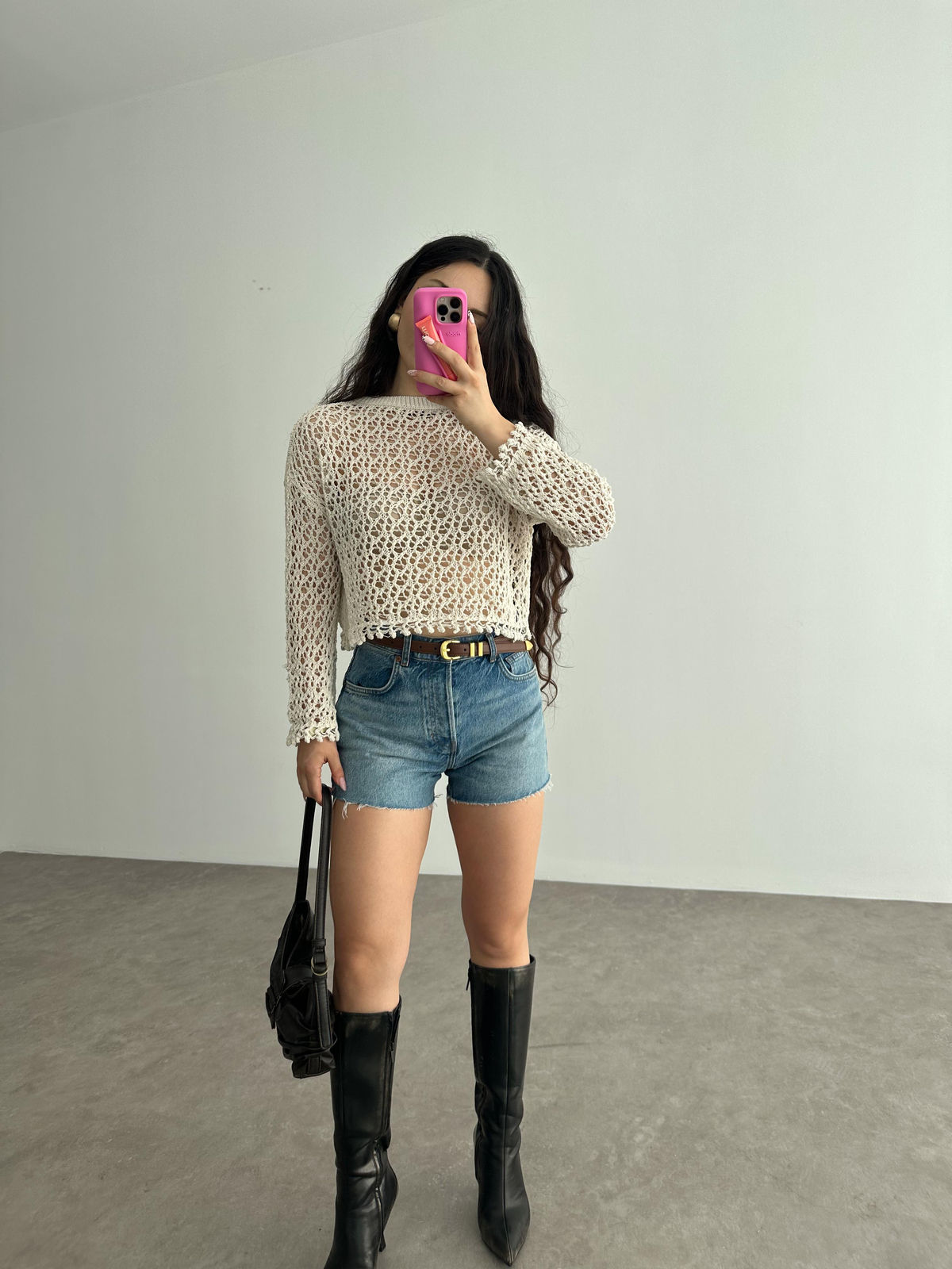 Orj. Örgü Ekru Mng Bluz