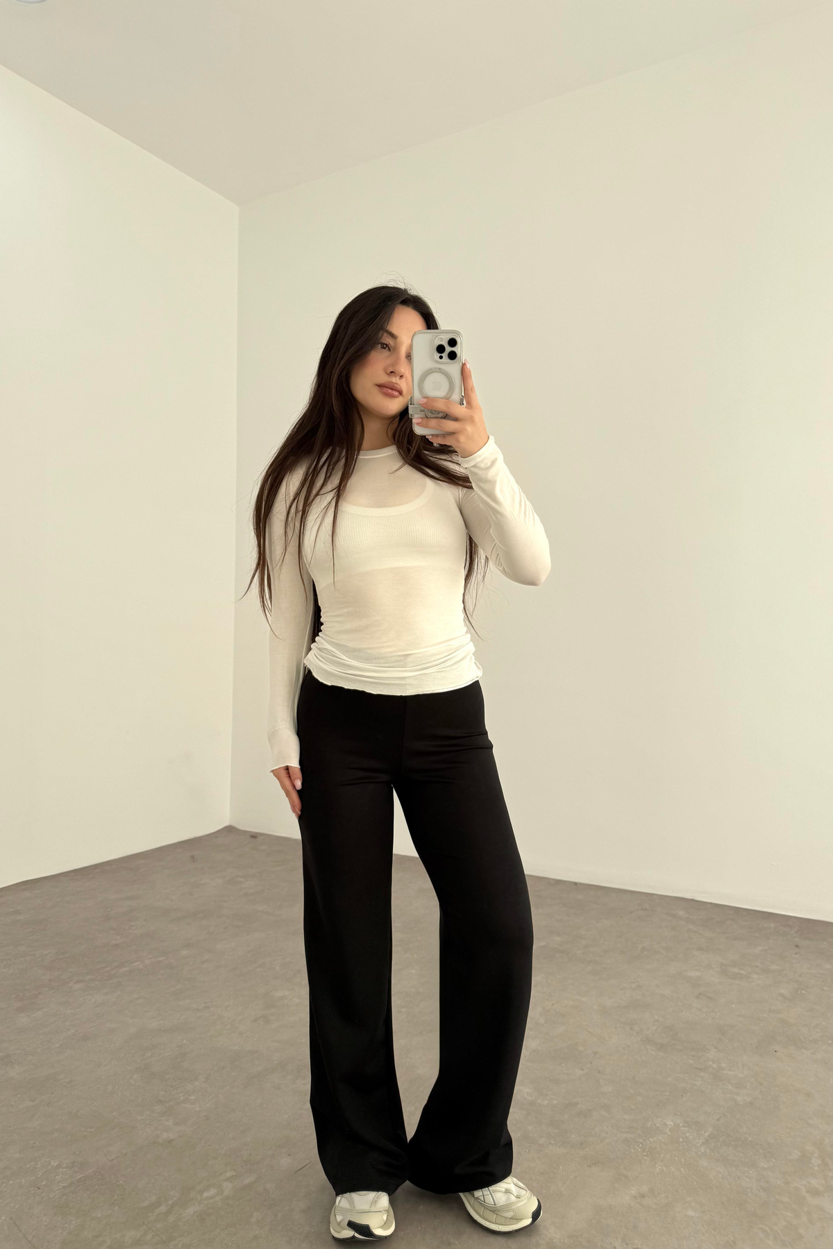 Oys. Modal Likralı Yüksek Belli Siyah Spor Pantolonu