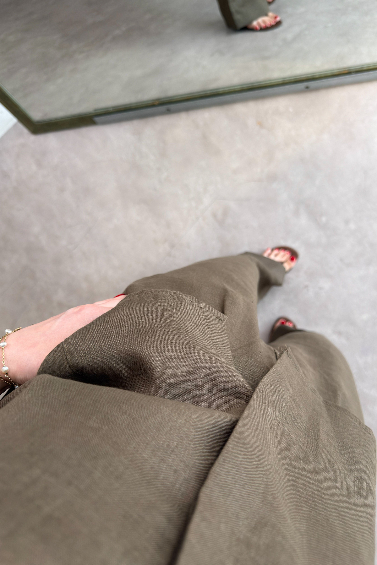 Premium %100  Keten Khaki Pantolon Takım