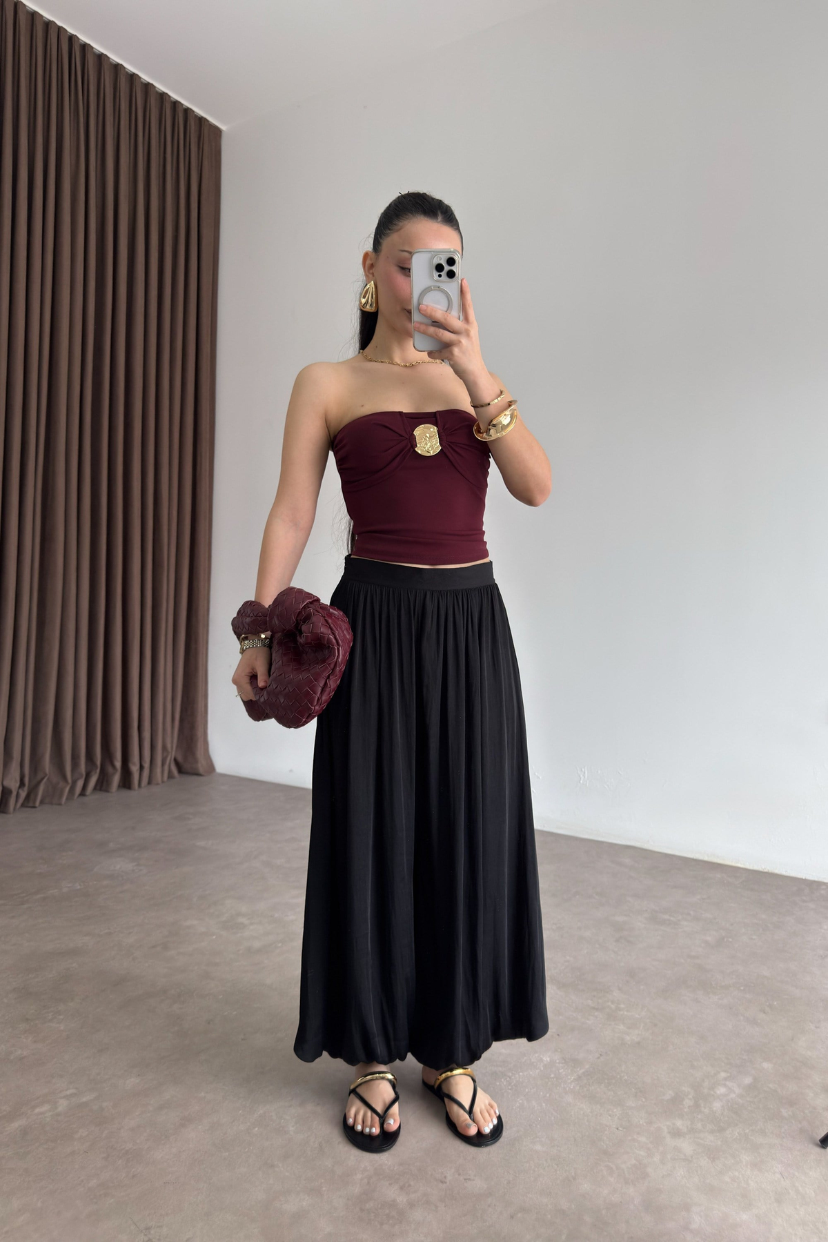 Premium Pilili Siyah Şalvar Pantolon