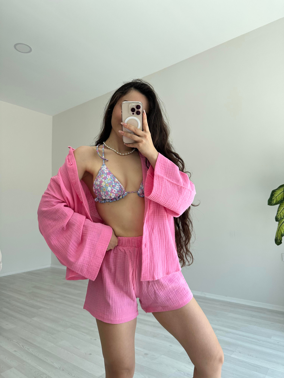Premium Seri Pembe Müslin Takım