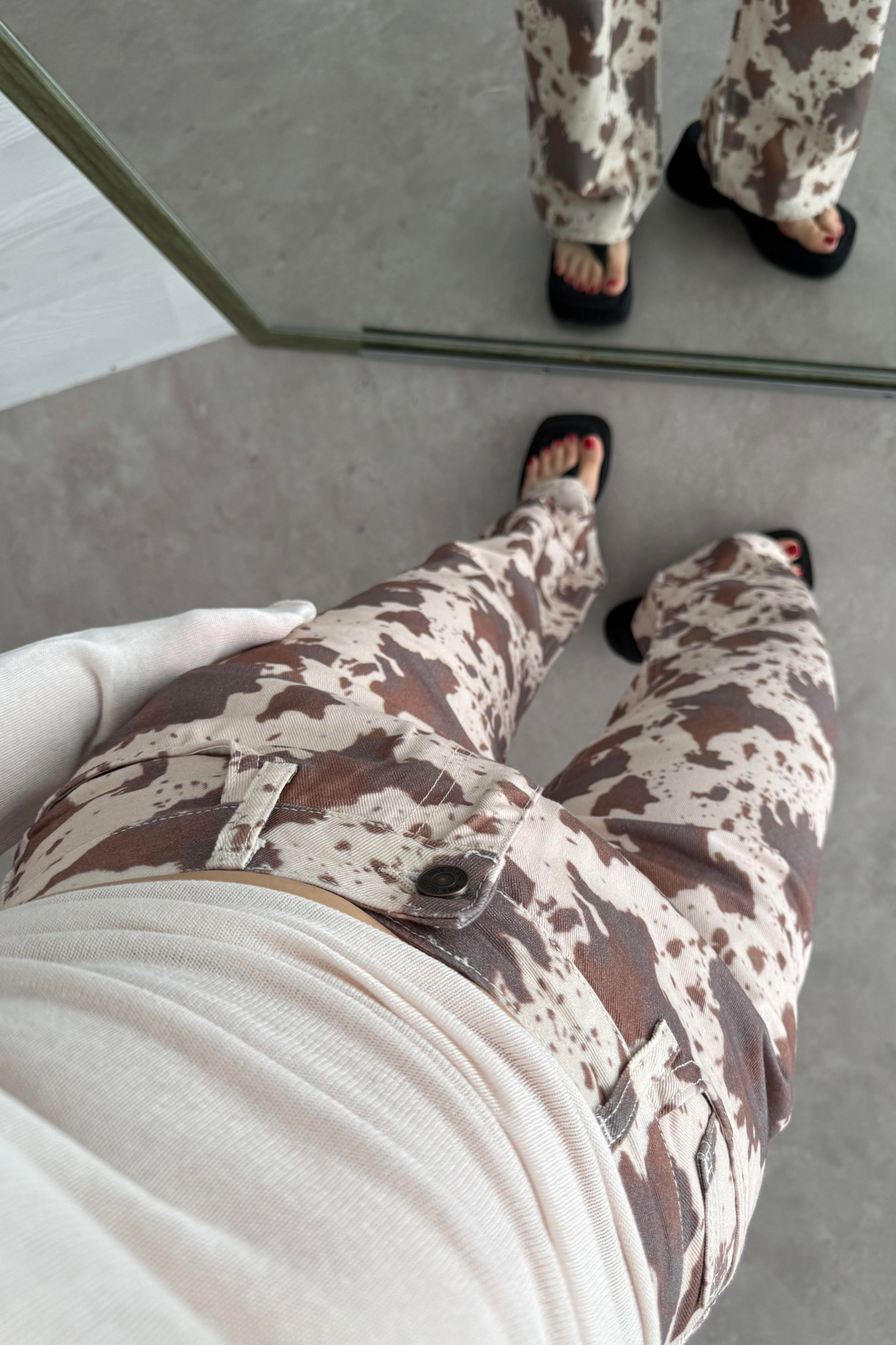 River Island Tasarım Cow Pantolon