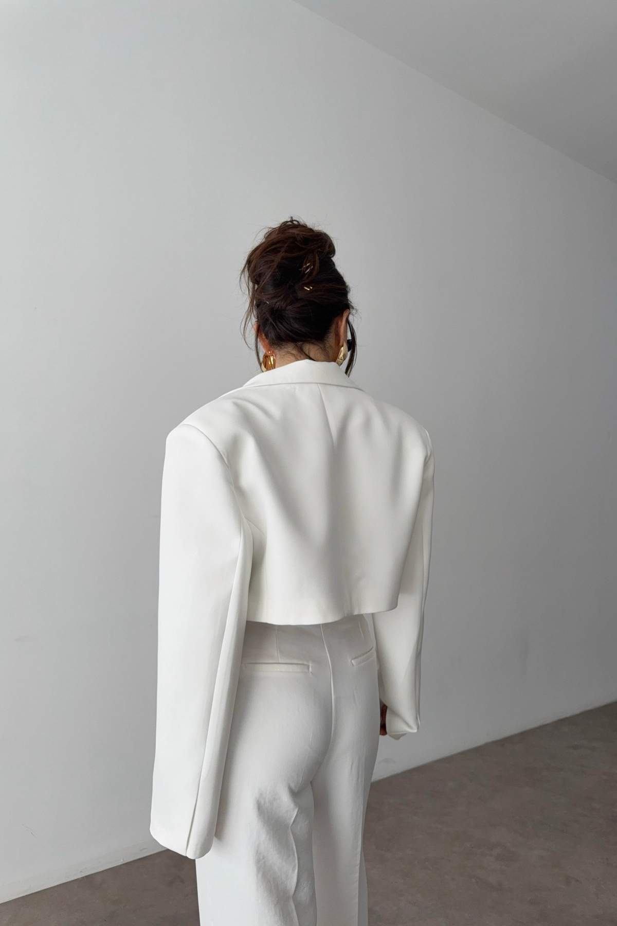 Ravi Crop Blazer Ceket Beyaz 