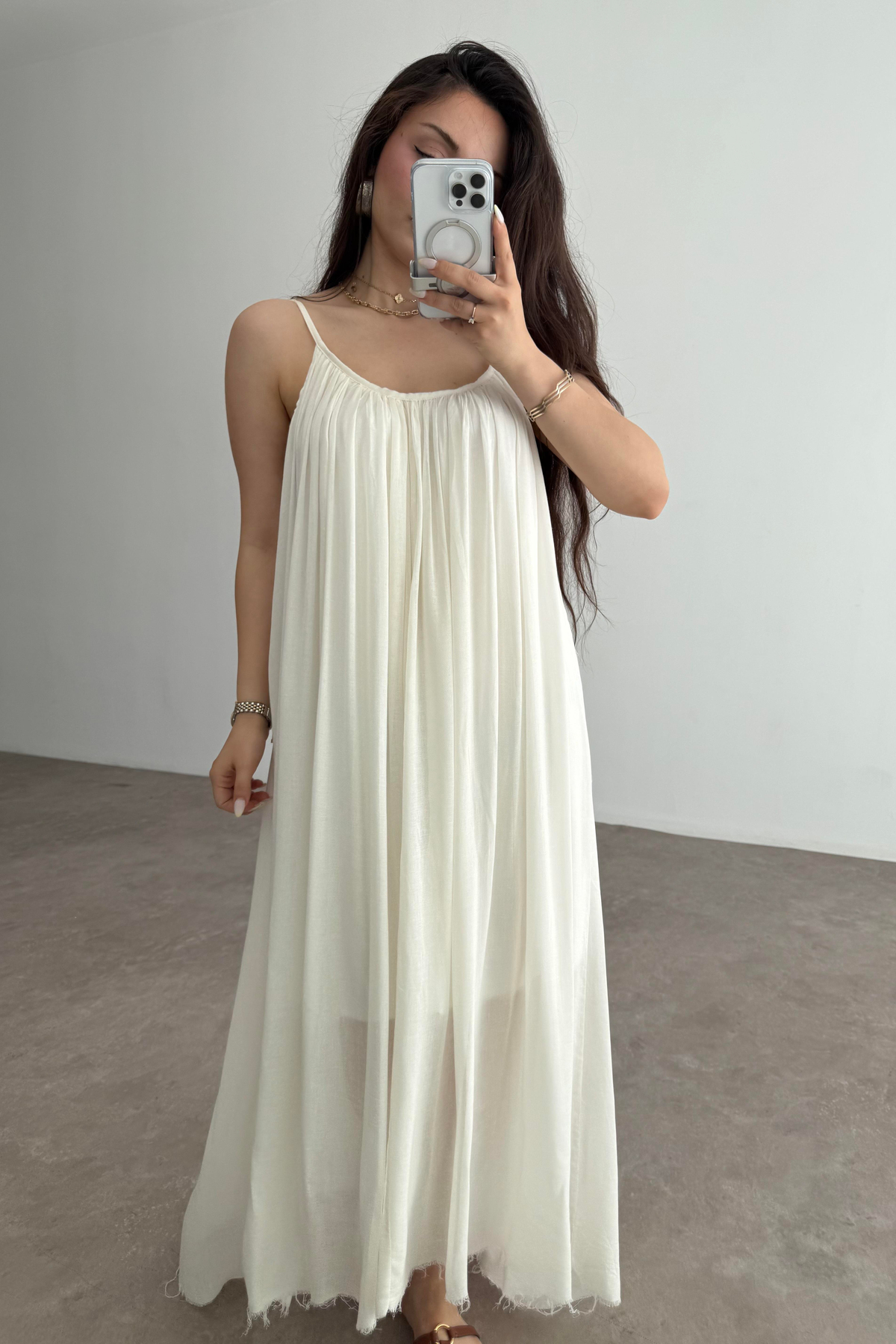 Valeria Premium Ekru Elbise