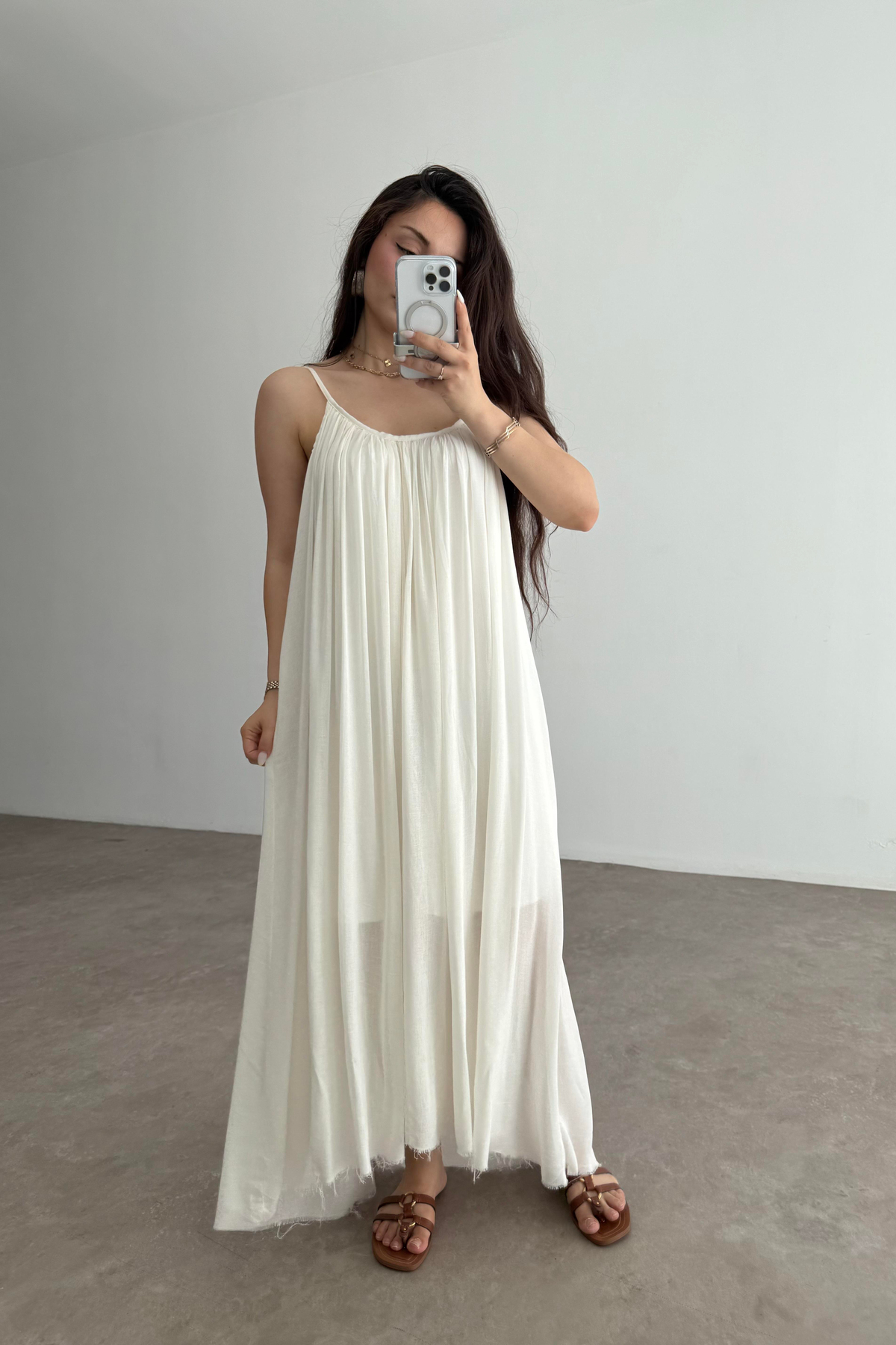 Valeria Premium Ekru Elbise