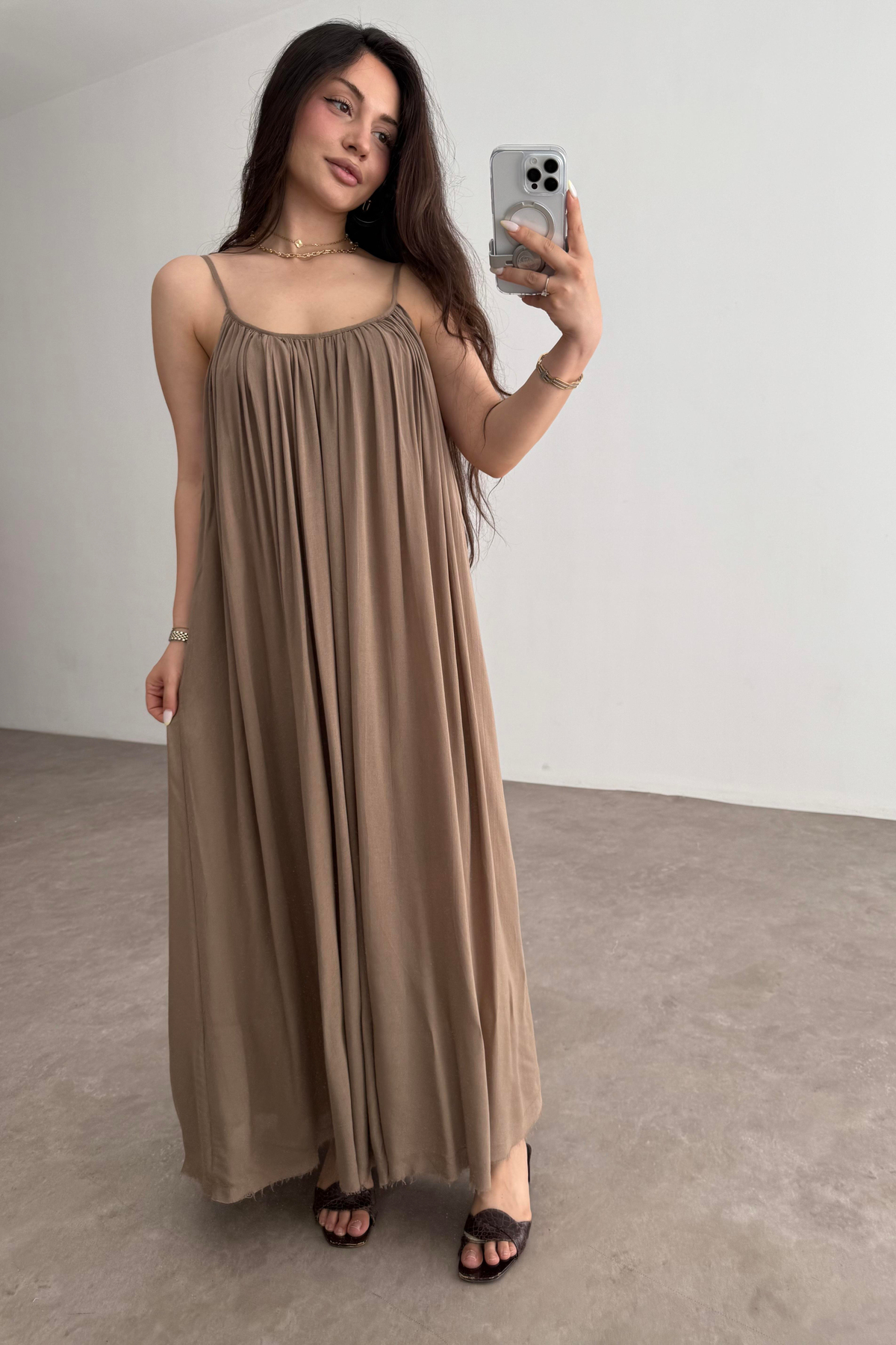 Valeria Premium Kahve Elbise