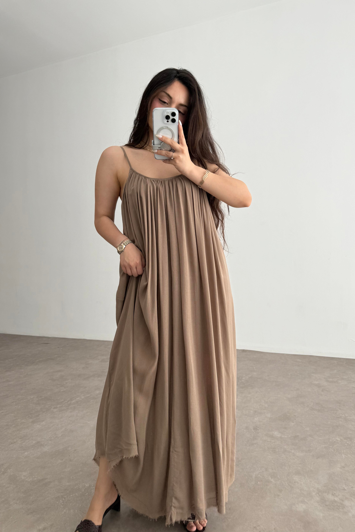 Valeria Premium Kahve Elbise