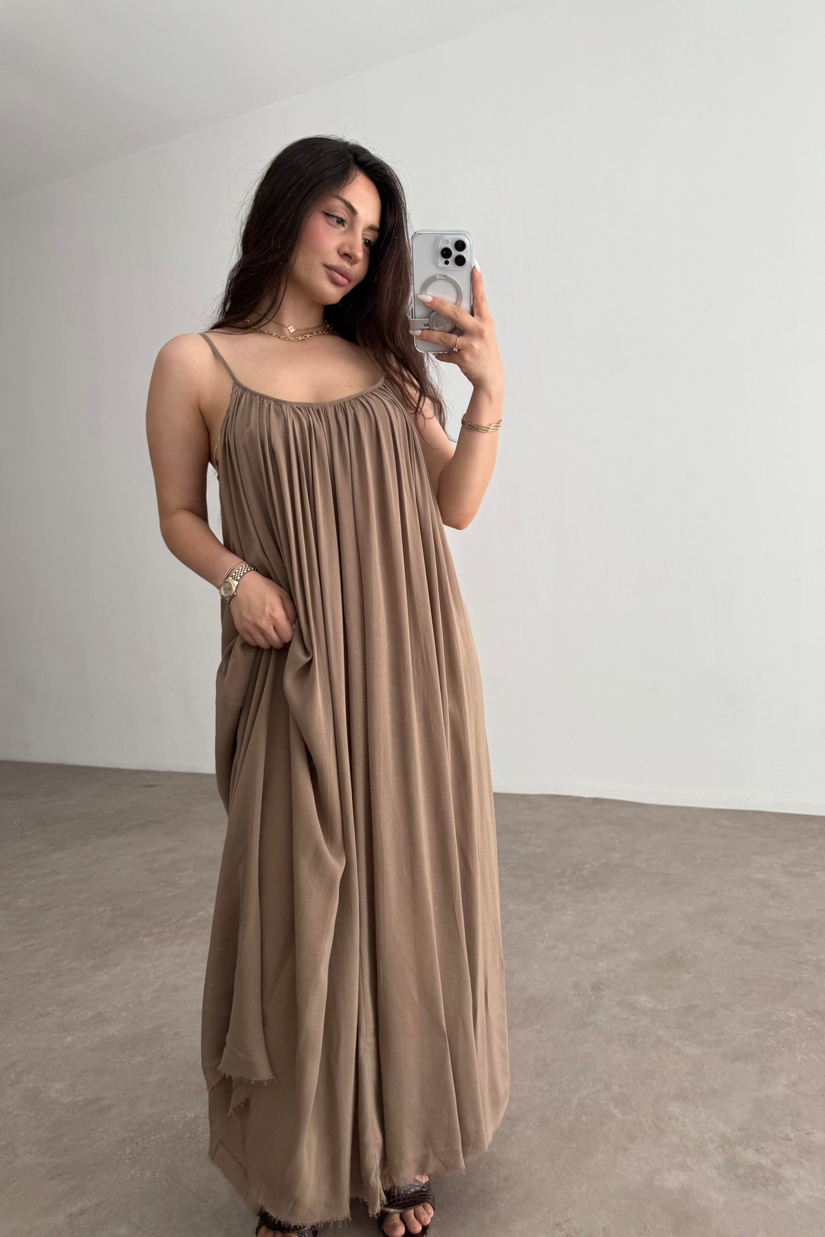 Valeria Premium Kahve Elbise