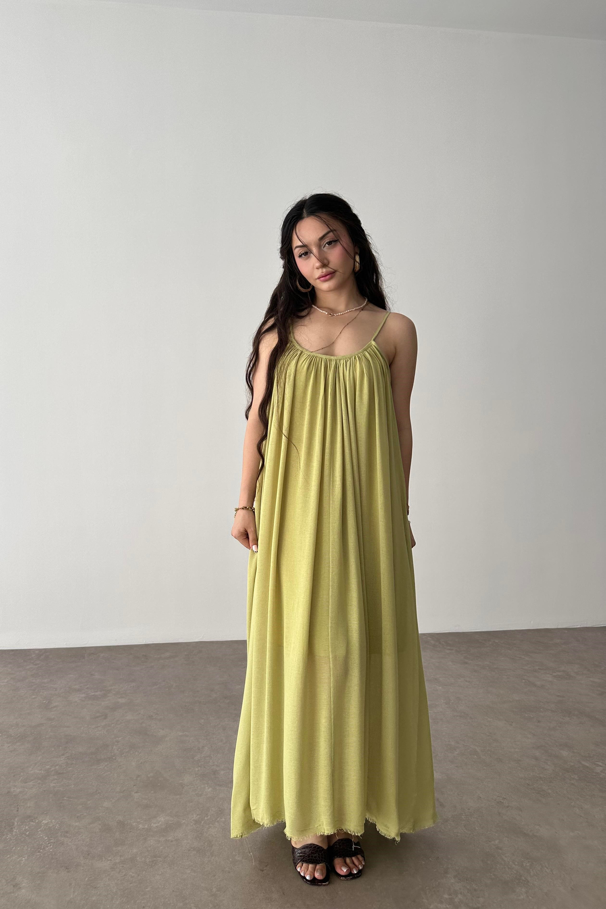 Valeria Premium Haki Elbise