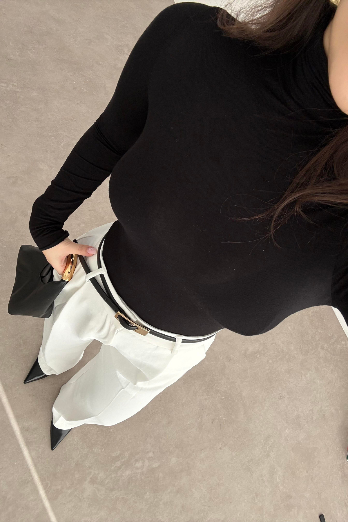 Yarı Transparan Basic Boğazlı Siyah Body