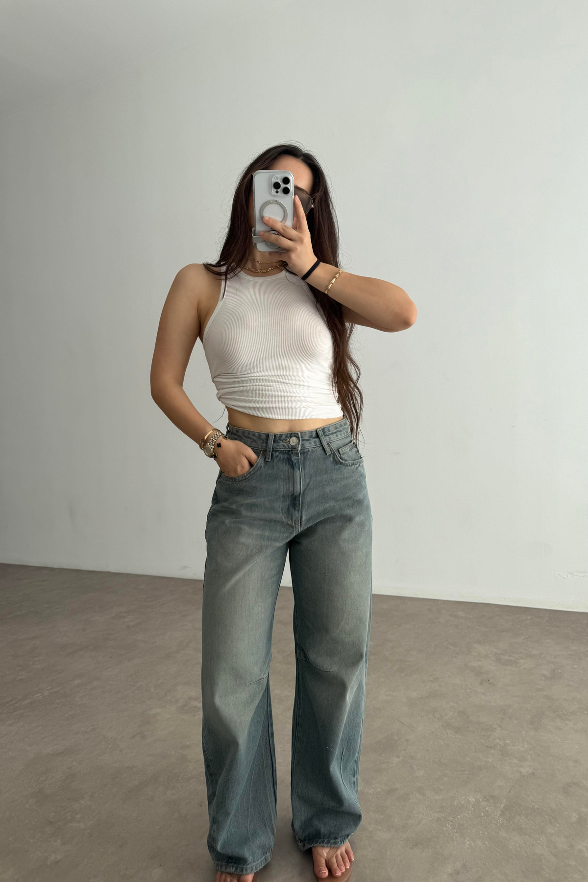 ZR Orijinal Yüksek Belli Rusty Baggy Jean