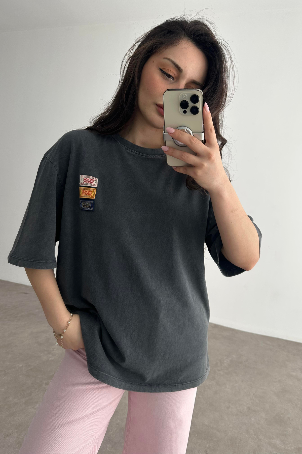 Zr Orj. Asit Yıkama Etiket Detaylı T-shirt