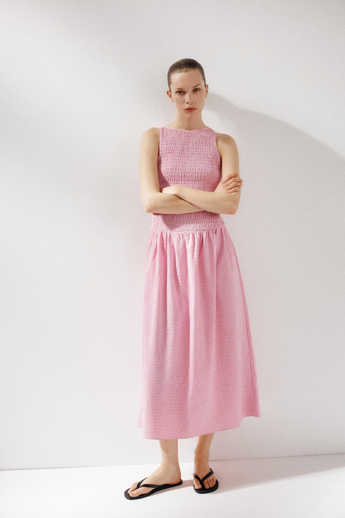 ZR Orj. Pötikare Pembe Midi Elbise 