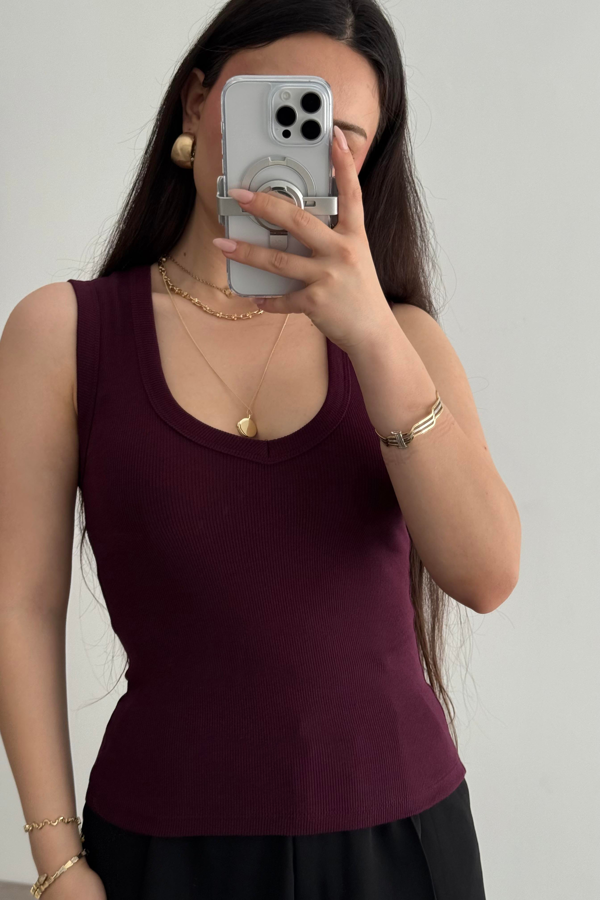 ZR V Yakalı Bluz Bordo