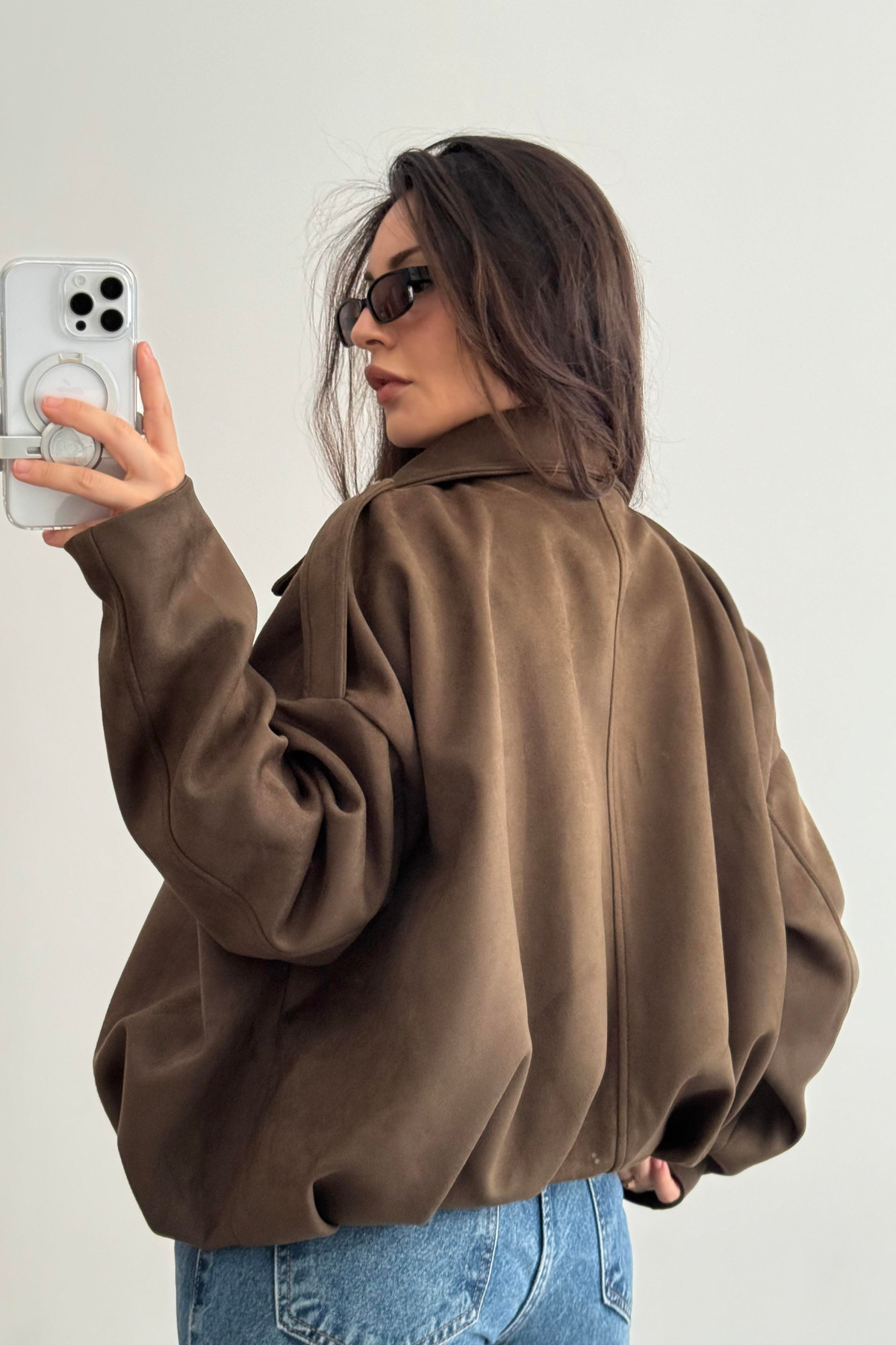 ZRA Model Kahve Bomber Süet Ceket