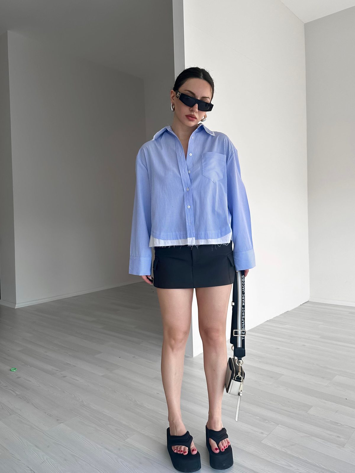 Zra Model Kontrast Çizgili Mavi Gömlek
