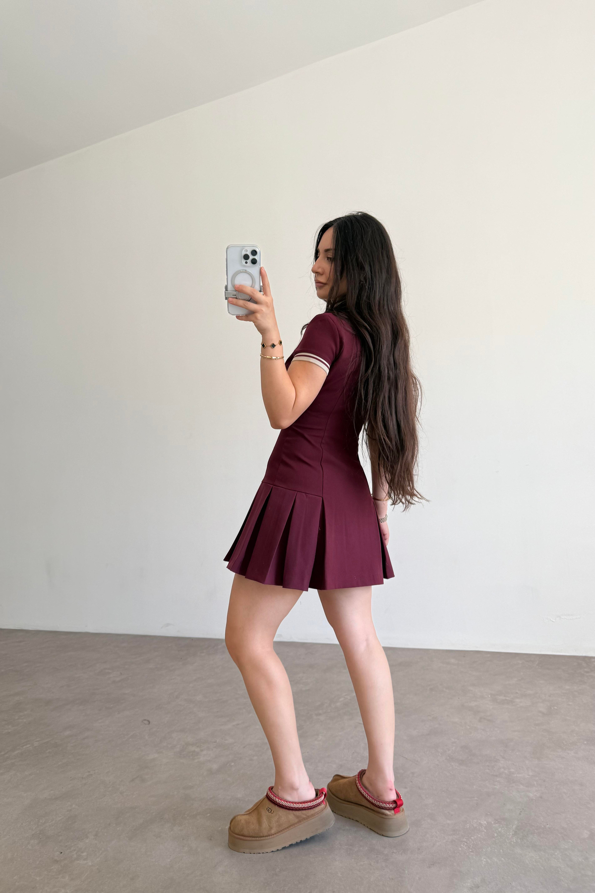 Zra Polo Yaka Bordo Elbise 