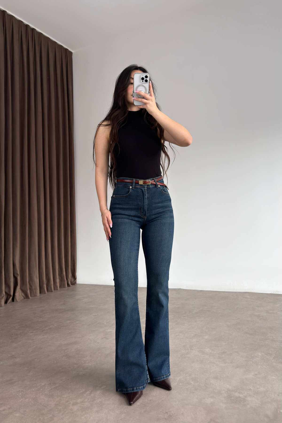 ZRA Toparlayıcı Flare Vintage Mavi Jean
