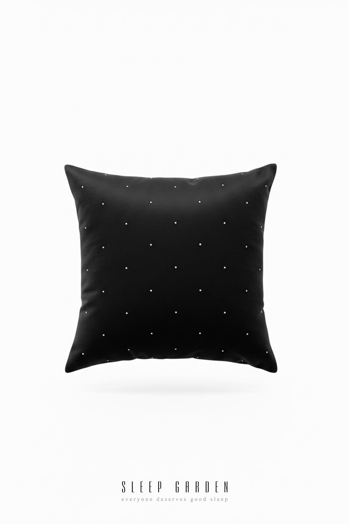 Sleep Garden Kadife Siyah Taşlı Dekoratif Kırlent 45x45 Sleep Garden
