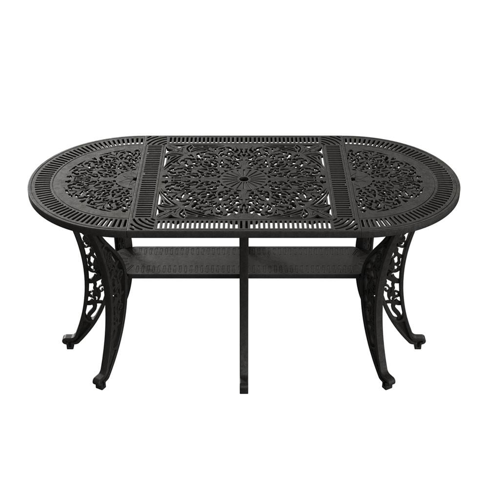 Alezy İstanbul Ferforje Görünümlü Demonte Oval Masa 75x150 cm