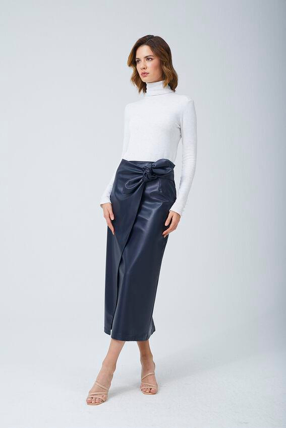 Fiyonk Deri Etek Lacivert