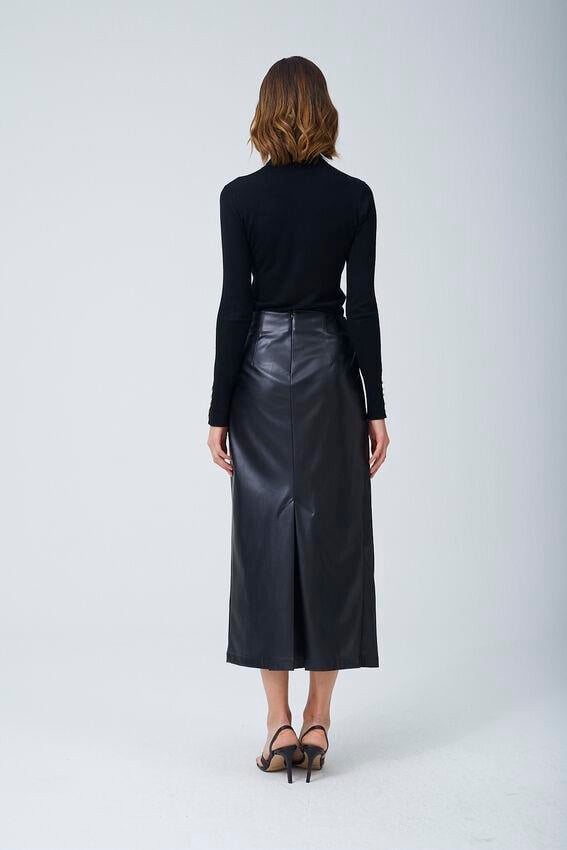Fiyonk Deri Etek Siyah