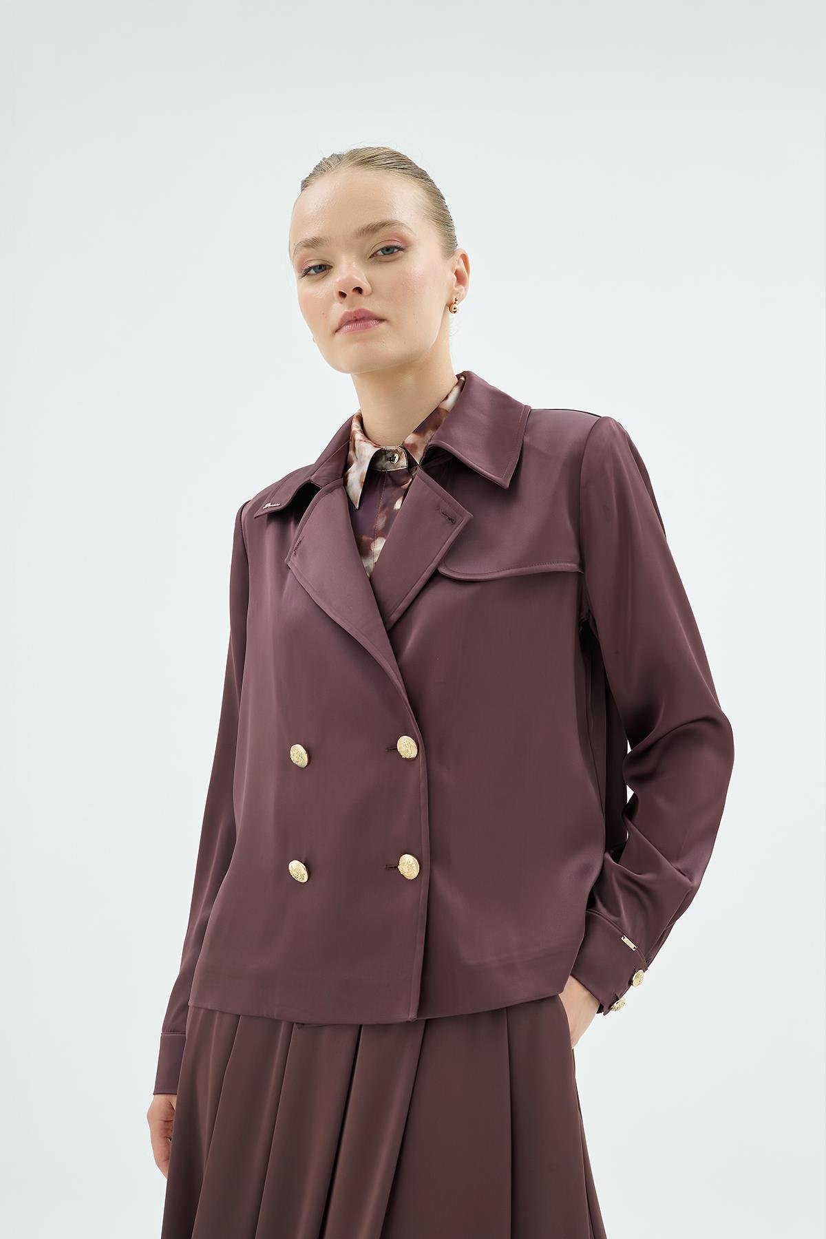 40001 GİGİ YAKALI CEKET Kahve