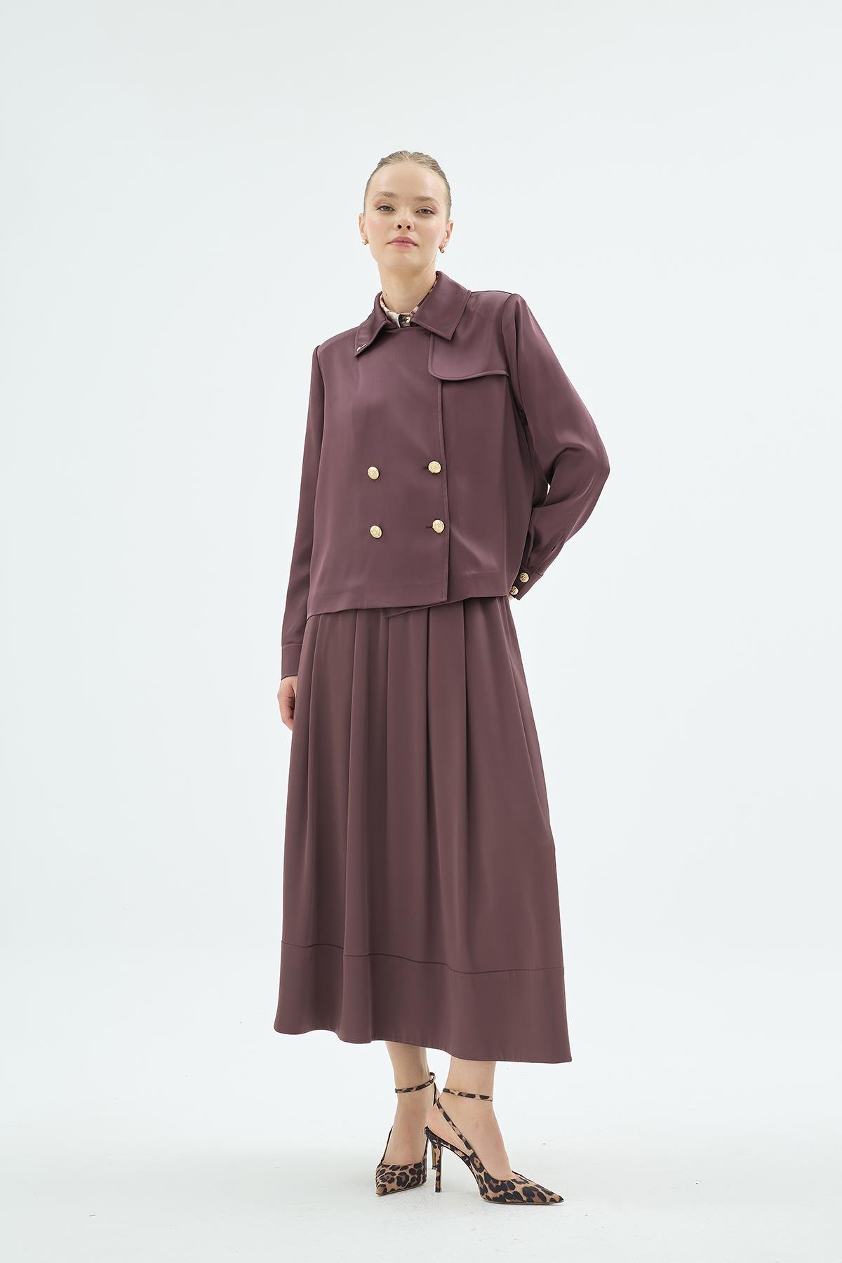 40001 GİGİ YAKALI CEKET Kahve