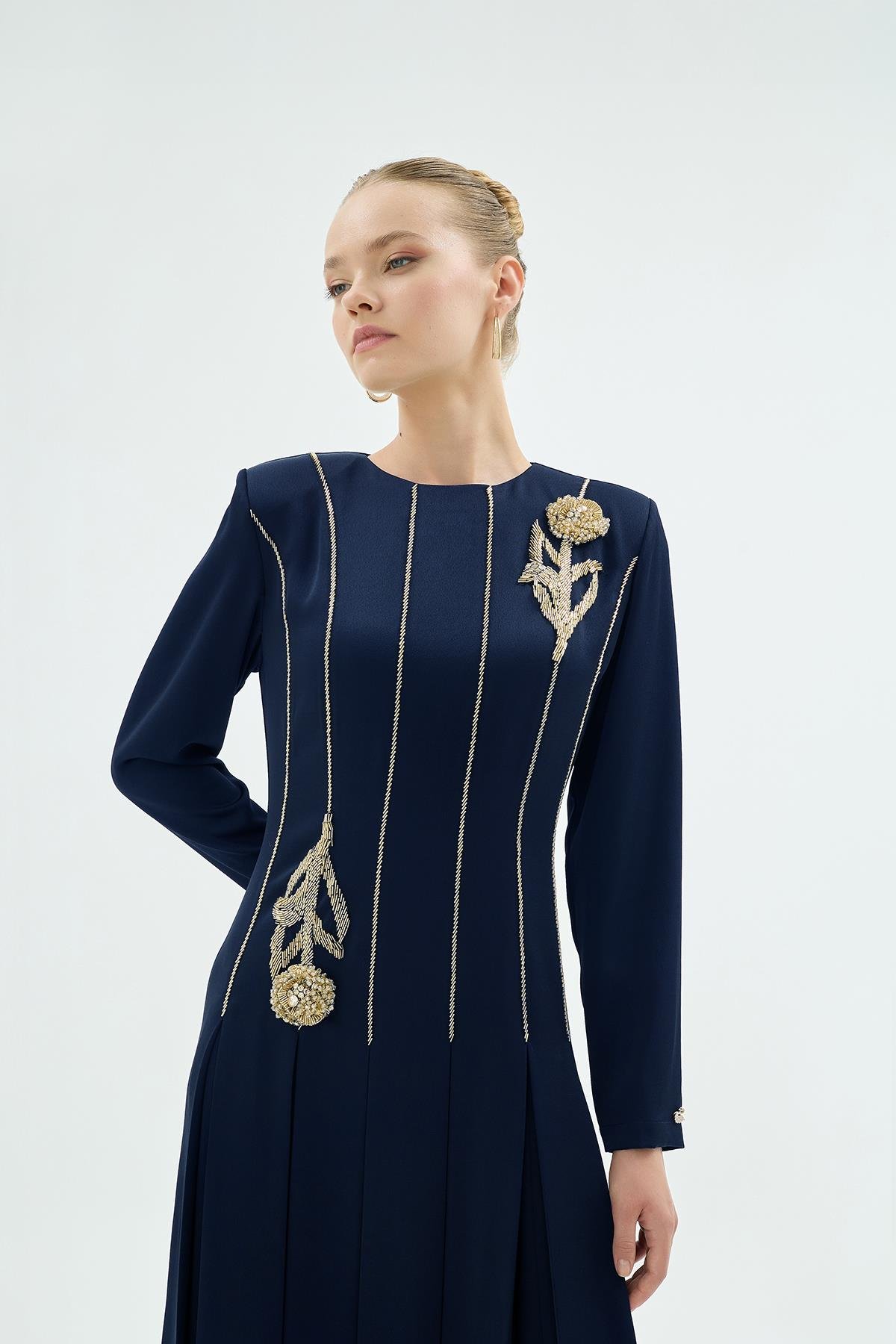 30014 MİA ABİYE ELBİSE Lacivert