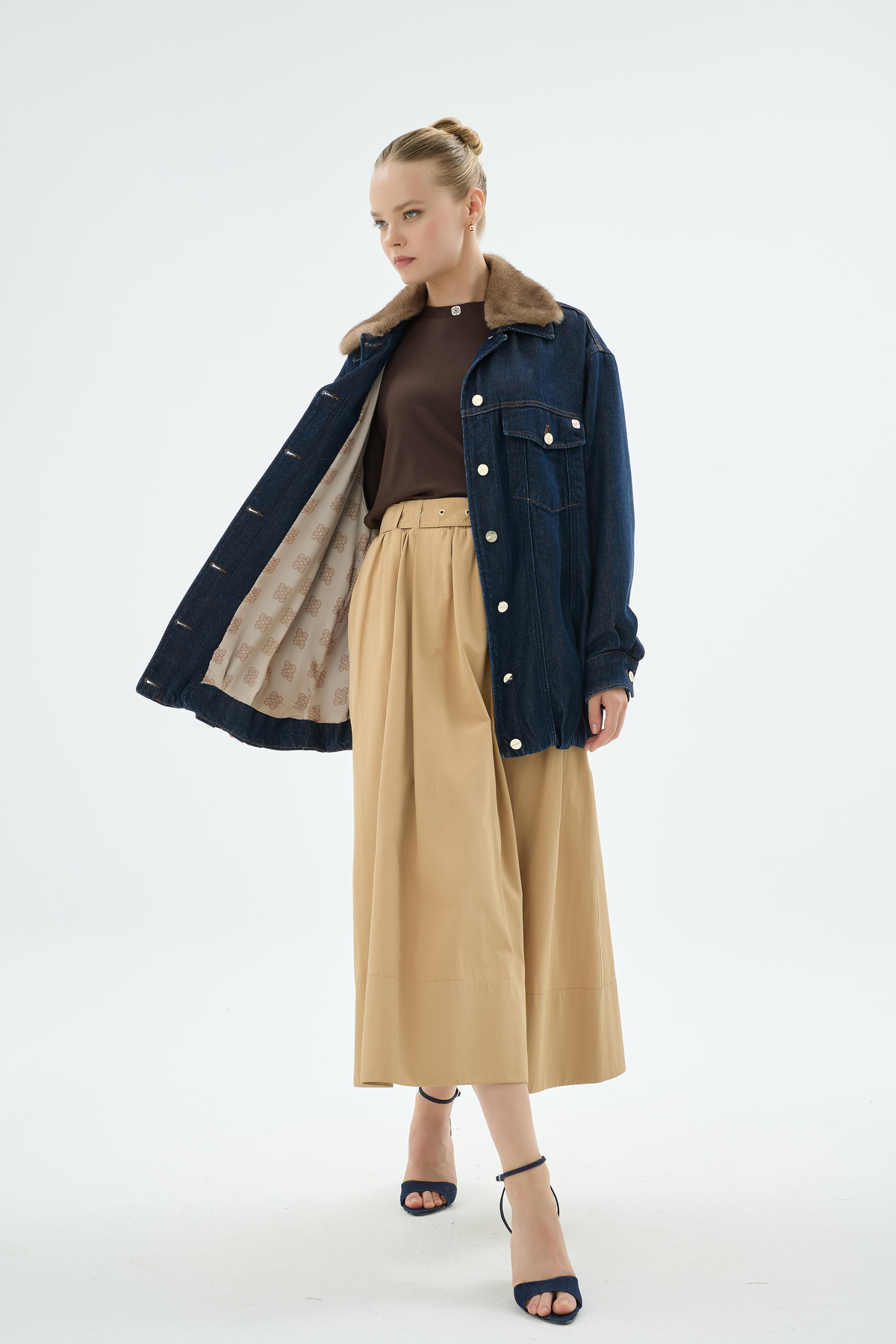 40011 SOUL KÜRKLÜ DENİM CEKET Koyu Mavi