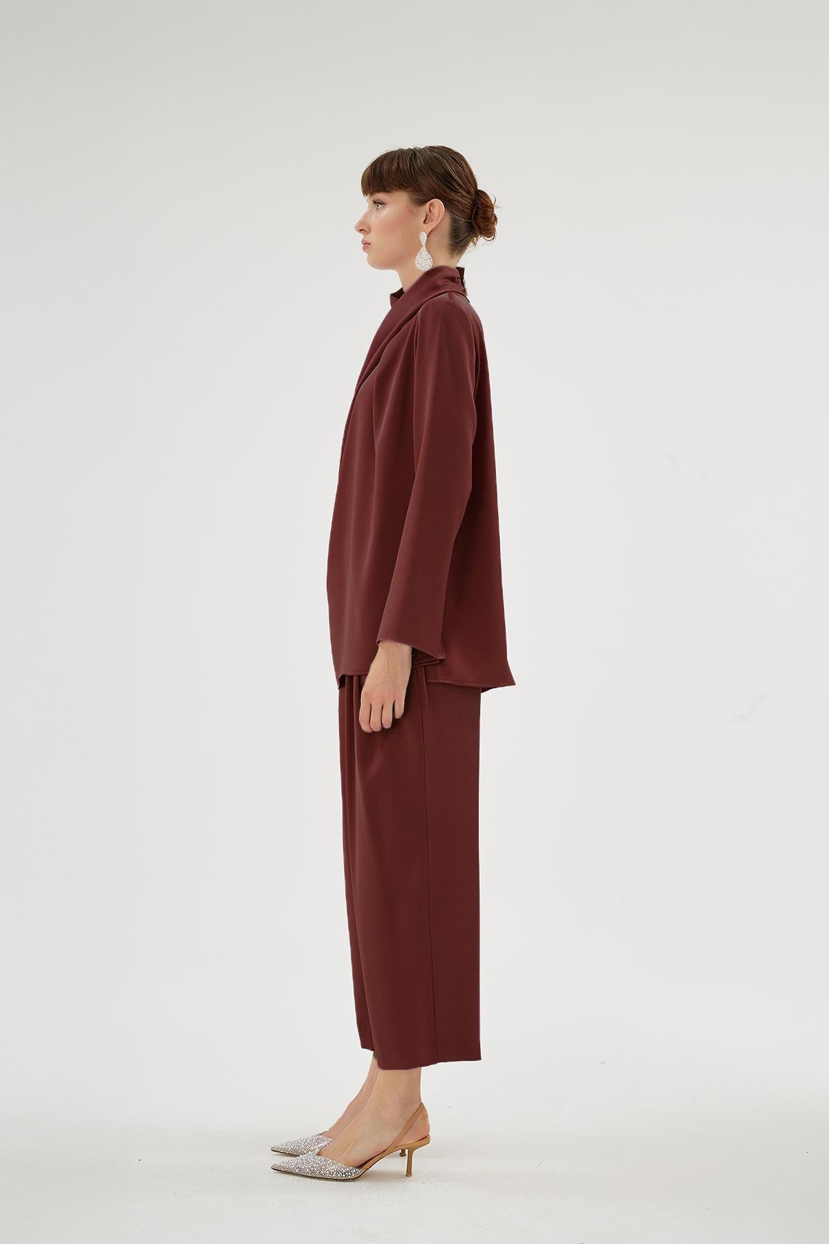 Cristalle Dökümlü Bluz Bordo