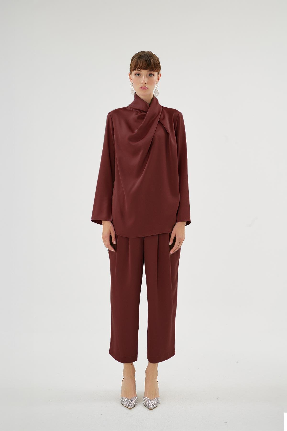 Cristalle Dökümlü Bluz Bordo